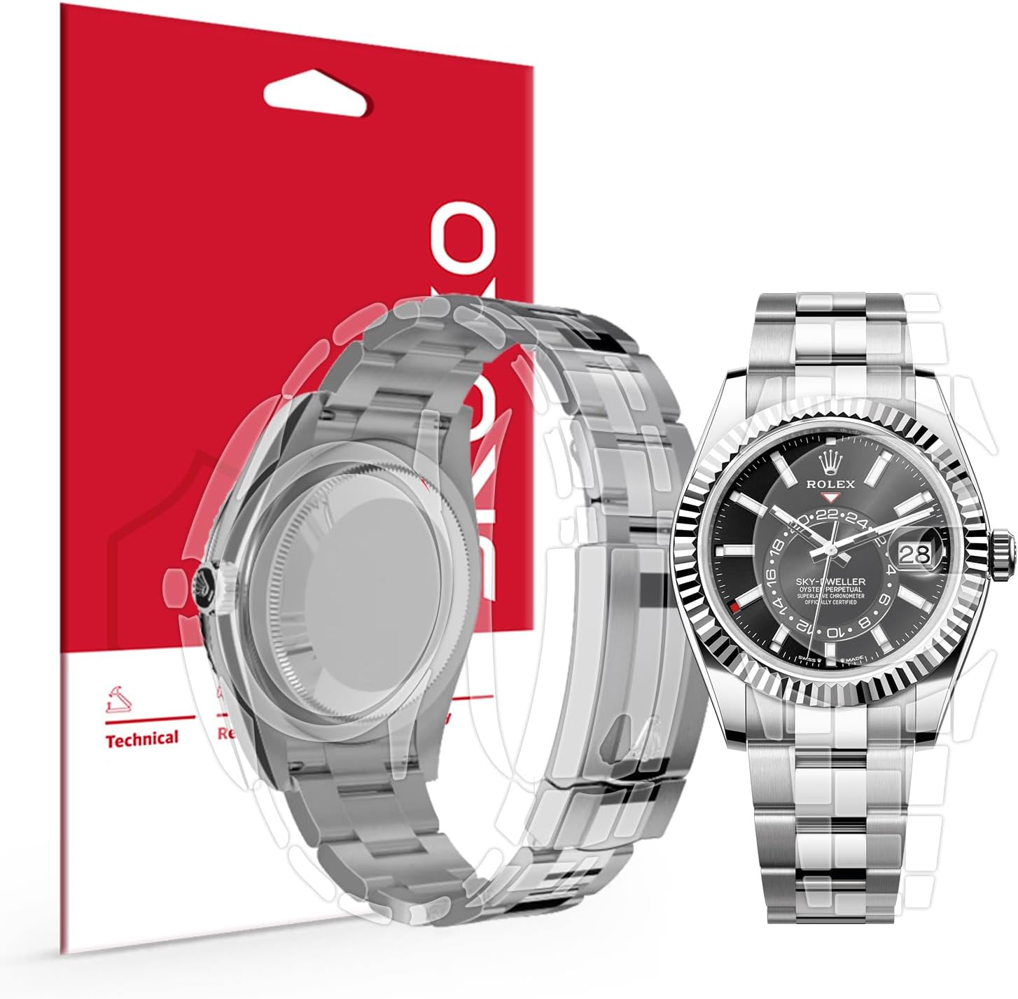 skoko [1Set Full Package Body Protection Film Compatible with Rolex Sky-Dweller 42mm Ref. 336933, 336934, 336935, 336938, Glossy Clear Skin, Full Coverage, Anti Scartch, Extra piec...