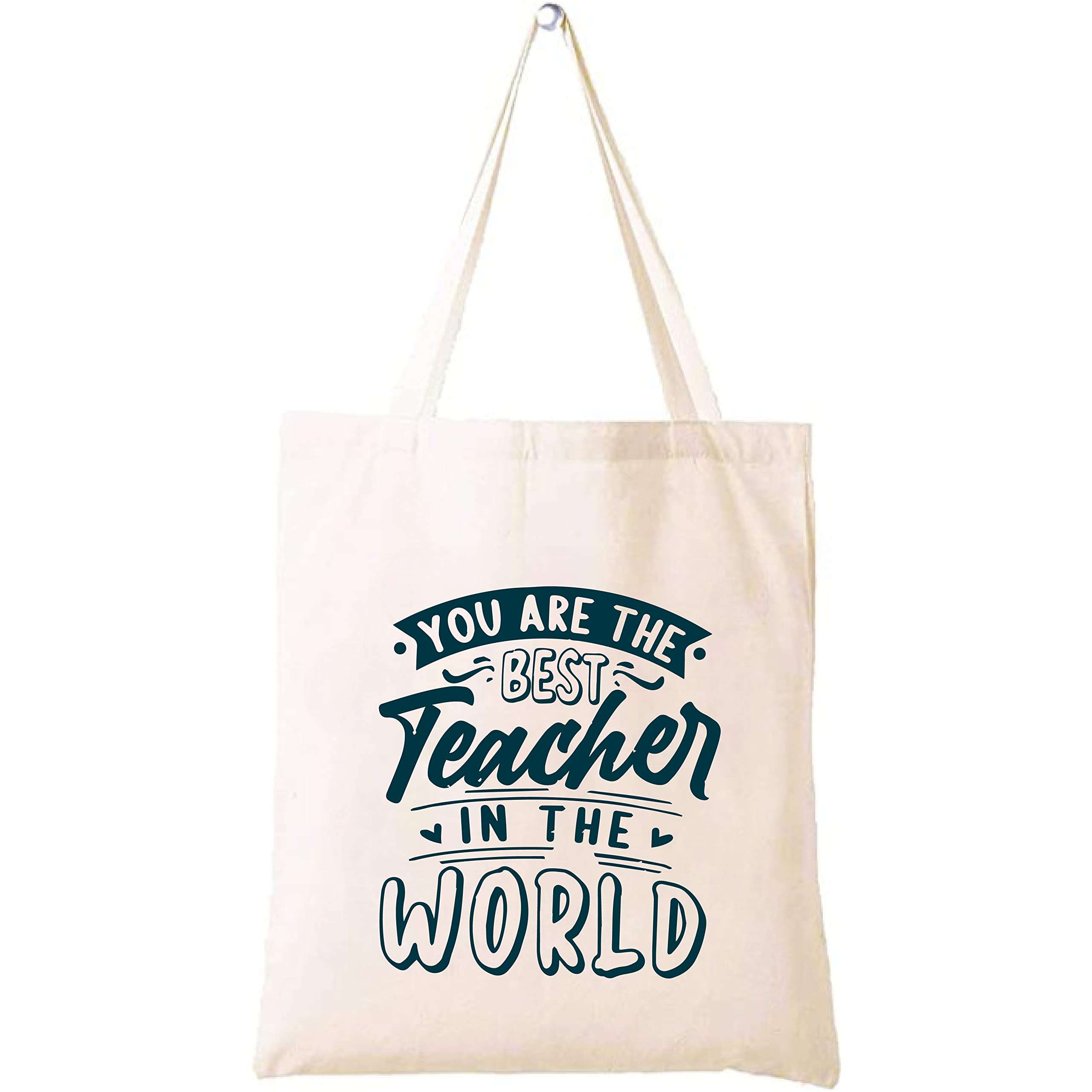 Teacher's day gift Cotton Bag Funny Designs Print - Reusable Canvas Tote Bag - Eco Friendly - Lightweight - Grocery Shopping Bag - Gifts for Teacher - School, Office, Travel
