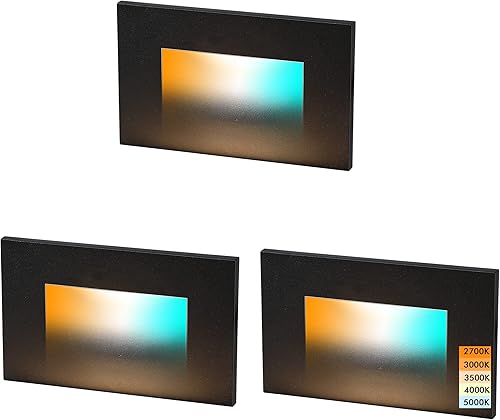 Miniatura 10 de CLOUDY BAY Luz LED regulable de 120 V 5CCT para interiores y exteriores, 2700 K3000 K3500 K4000 K5000 K, luz de escalera, blanco, paquete de 3