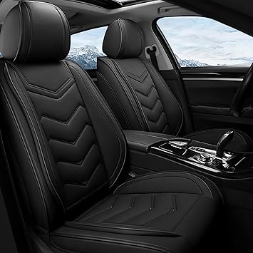 Car Seat Covers Fit for Chevy 2000-2026, Stylish Sport Seat Covers, Waterproof Wear-Resistant Premium Nappa Leather Car Seat Covers.2 Pcs Front/Pure Black