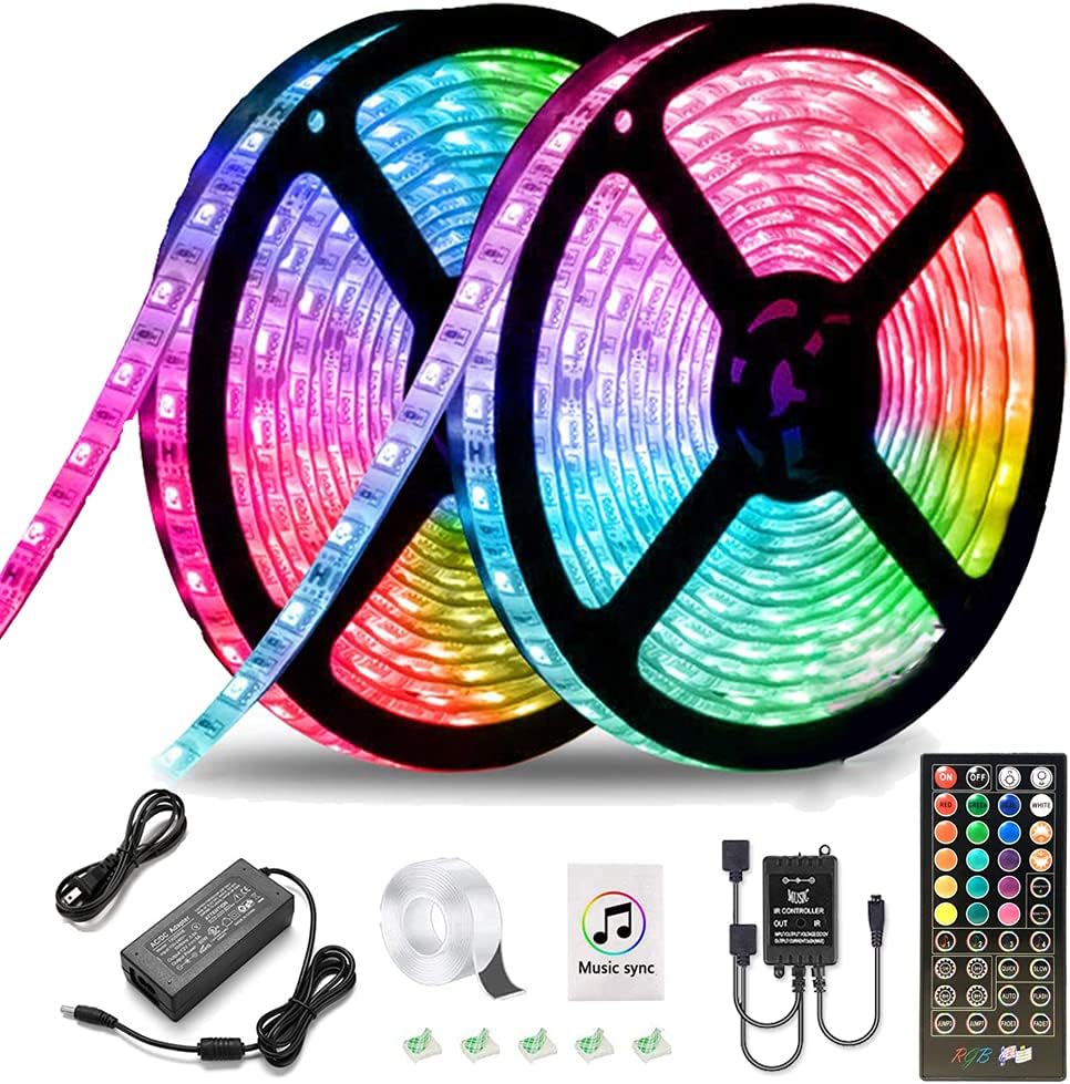 Kousee LED Lights Strip for Bedroom Music LED Strip Lights 32.8FT IP65 Waterproof for Room Decor, Bedroom Decor, Children's Room