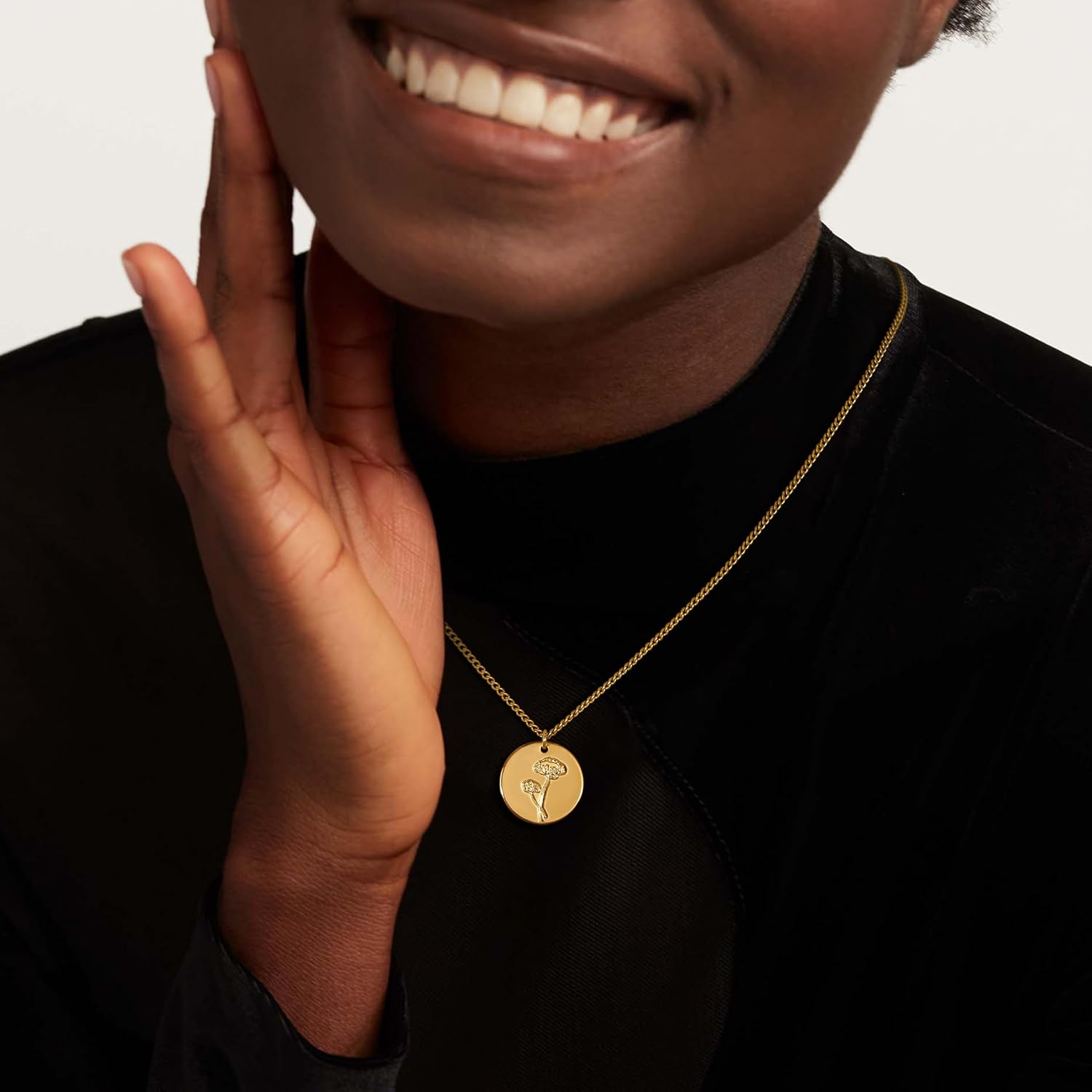 Birth Flower Necklace 18K Gold Plated Necklaces for Women Disc Cuban Birthday Gold Jewelry Gifts for Women 12 Month - Image 4