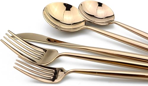 Miniatura 4 de 1810 cubertería de acero inoxidable, acabado de espejo, apto para lavaplatos, Rosa