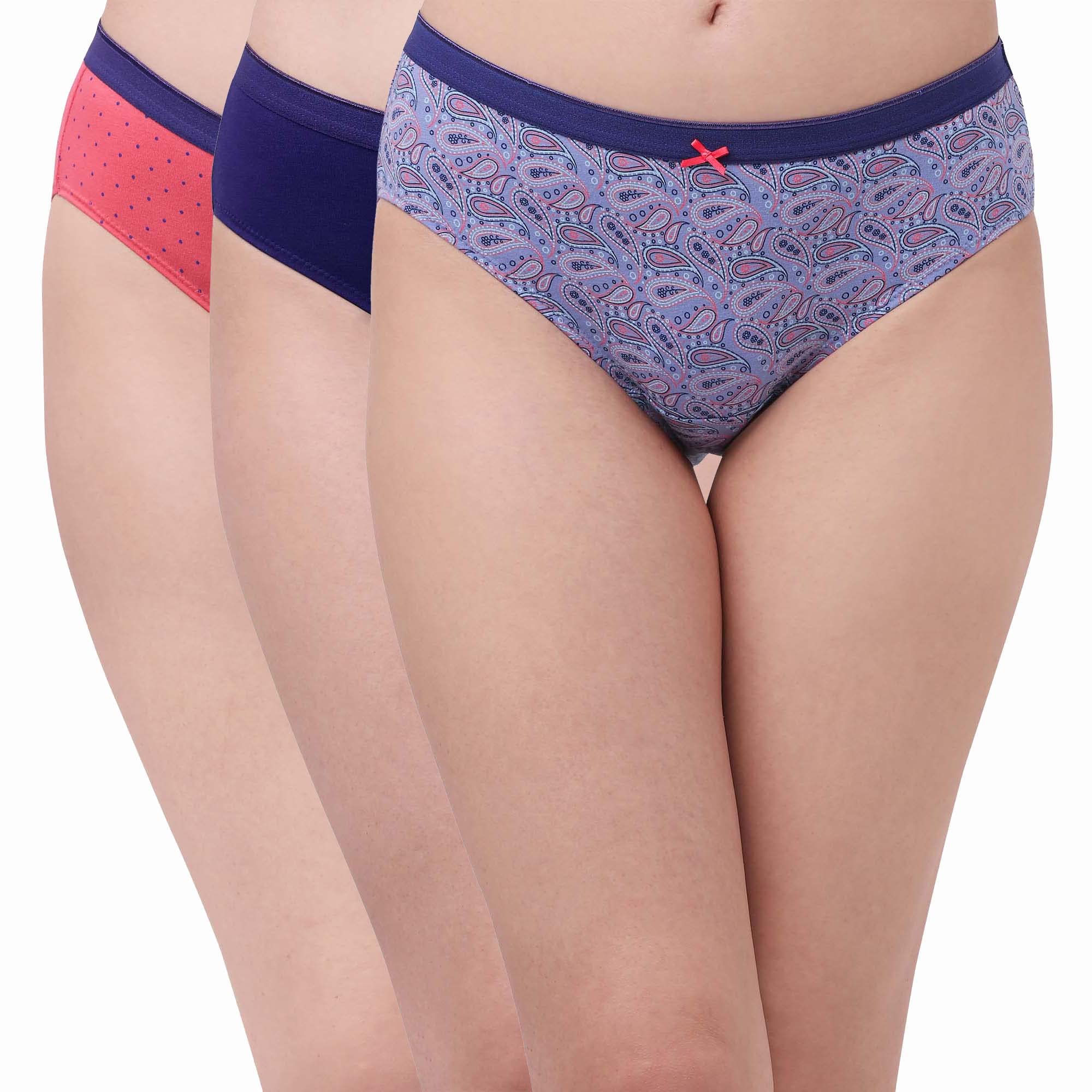 SOIE Women's Print & Solid Classic Hipster Panty Combo (Pack of 3)ā¦