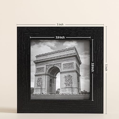 Miniatura 3 de eletecpro Juego de 9 marcos de fotos de 4 x 4 pulgadas, juego de 9 marcos de pared clásicos para galería, para fotos de 4 x 4 sin paspartú, marcos