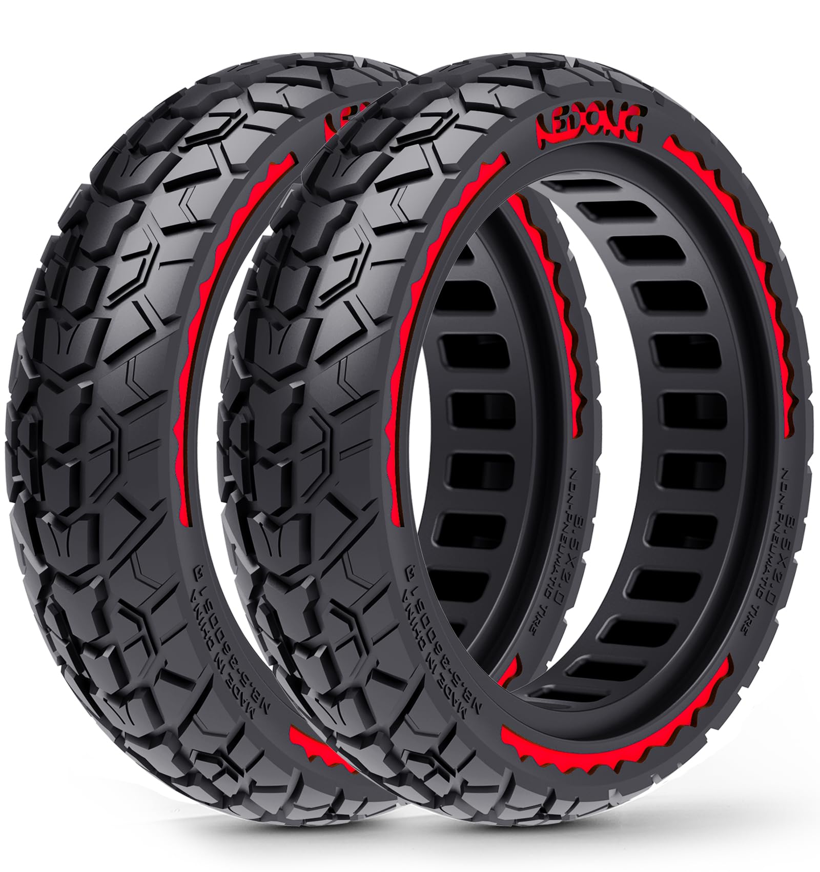BABEJIA 2 Stück 8,5 Zoll E-Scooter Vollgummireifen 50/75-6.1, Wellenstil | Pannensicherer Vollgummireifen mit Hohlkammern, Profil und schlauchlosem Design; kein Aufpumpen erforderlich