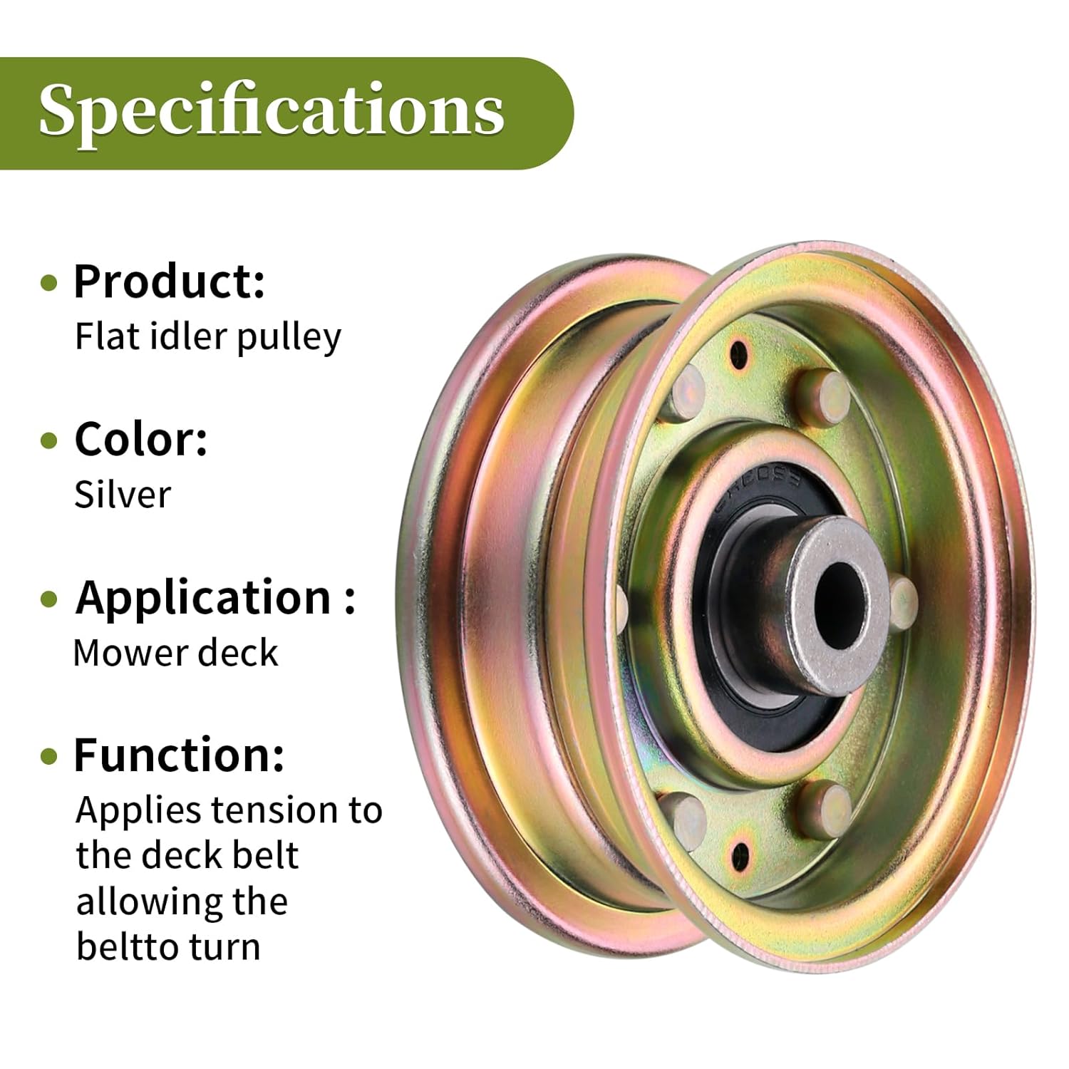 Replacement 756-04224 Idler Pulley- 756-0981 756-0981A 756-0981B Flat Idler Pulley Compatible with Cub Cad et LT1042 LTX1040 LT2000, Troy-Bilt, MTD Lawn Mower, Snow Blower, 2 Pack