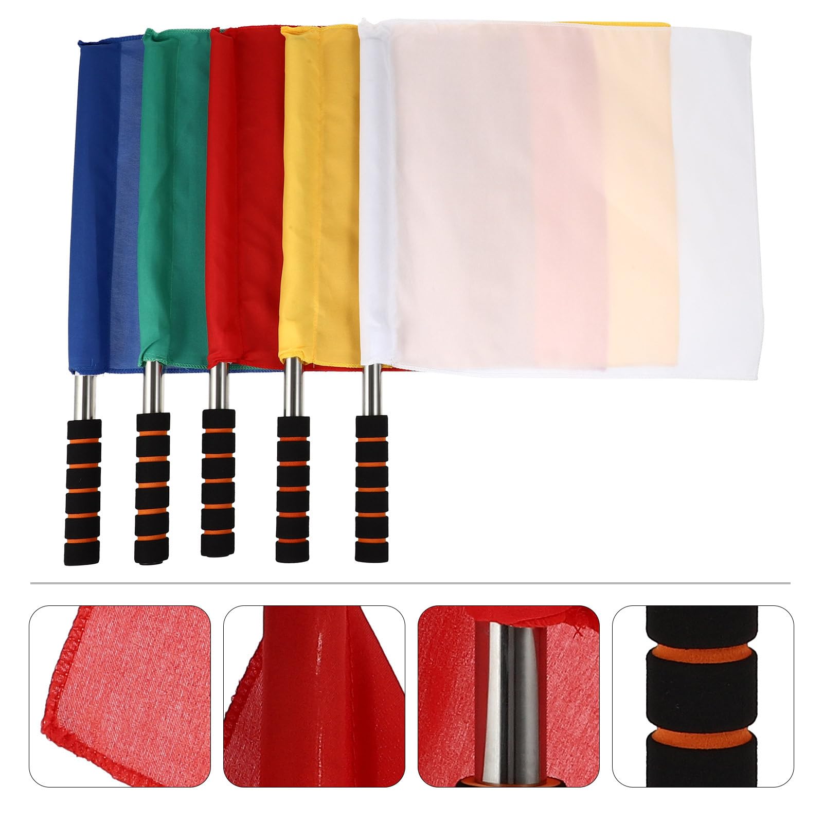 DECOMELODY Banderas de Árbitro Deportivas 5 Piezas Poliéster Colores Surtidos para Señalización Manual Uso en Atletismo y Tráfico Mango Cómodo Espuma — view 7