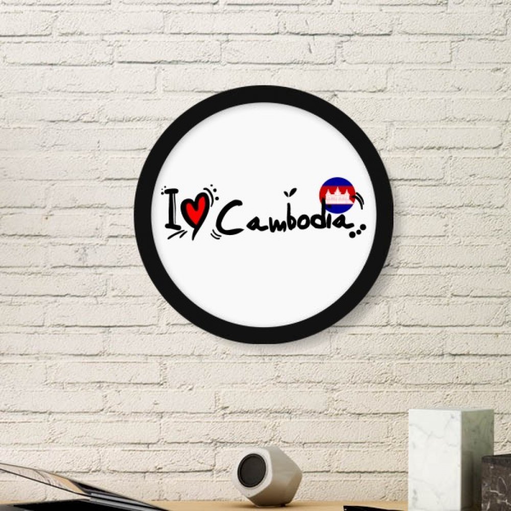 Cadre photo rond noir J'aime le Cambodge en bois pour décoration de table
