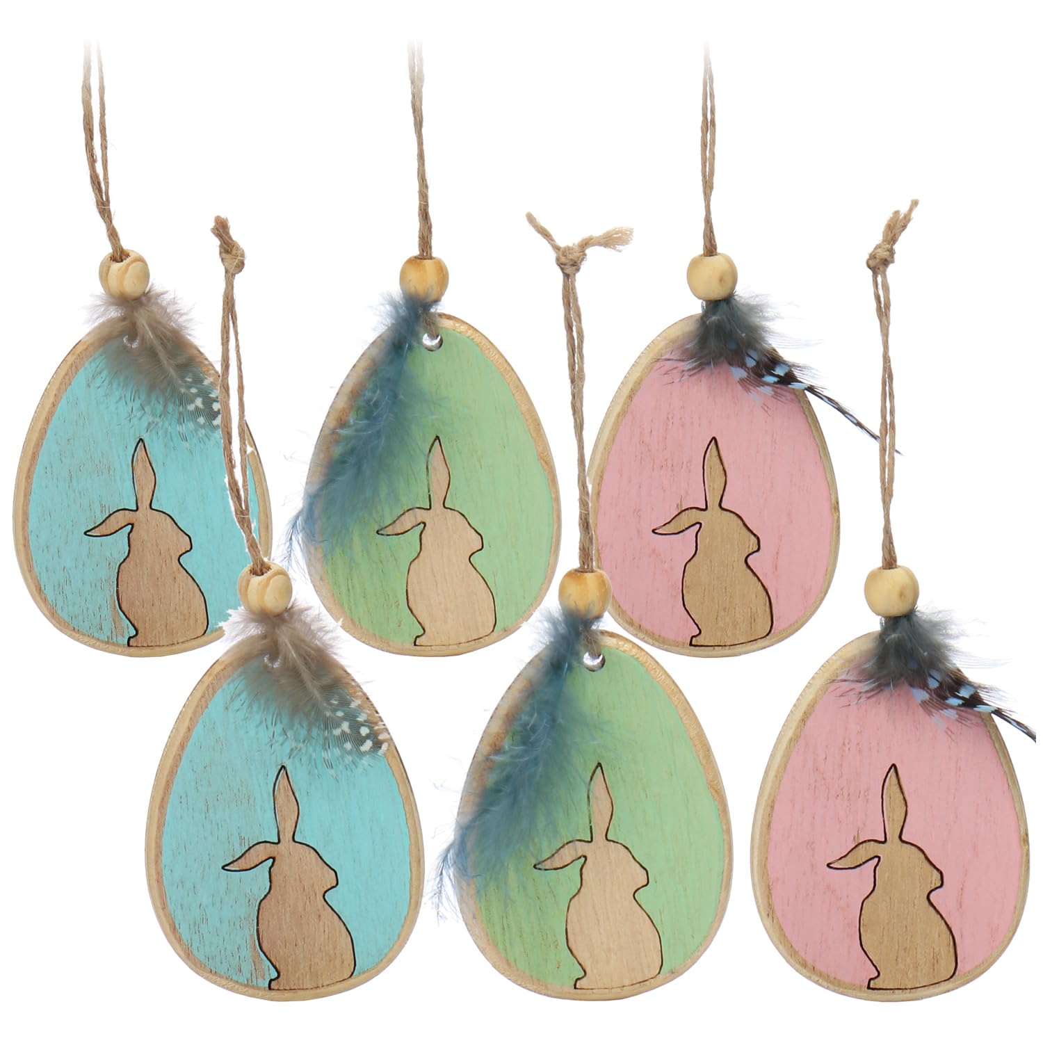 JSRQT 40 Pezzi Pendenti in Legno di Pasqua, 8 Diversi Design Coniglietto Uovo Tag Ornamenti in Legno Non Finiti, Fette di Legno Vuote Ciondolo Artigianato con Foro per Decorazioni per Casa Feste