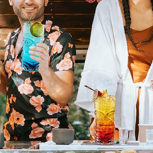 Miniatura 7 de INFTYLE Juego de vasos Tiki transparentes de 2 a 14 onzas, modernos vasos de cóctel Tiki perfectos para cócteles exóticos, Mai Tai, cócteles de