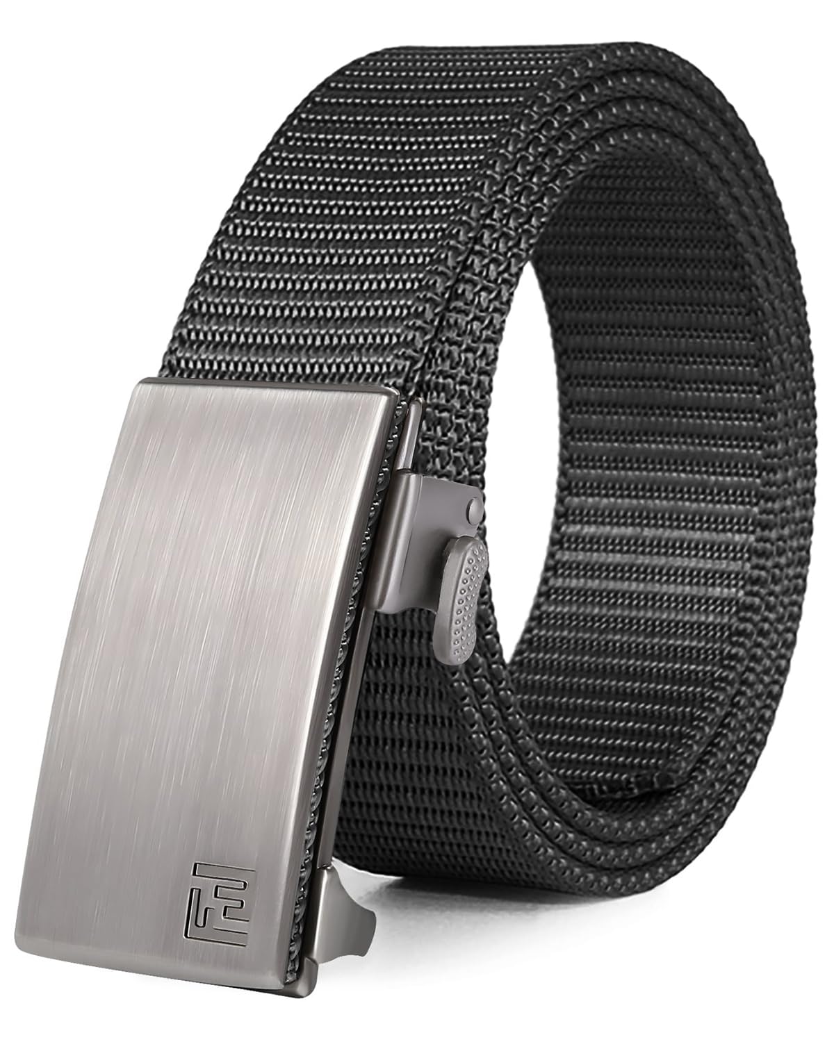 FAIRWIN Men's Ratchet Belt, Nylon Tactical Belt, Adjustable Ratcheting Buckle for Golf Work Casual Outdoor Hiking Daily Wear, Sliver, S(32"-38"Waist)
