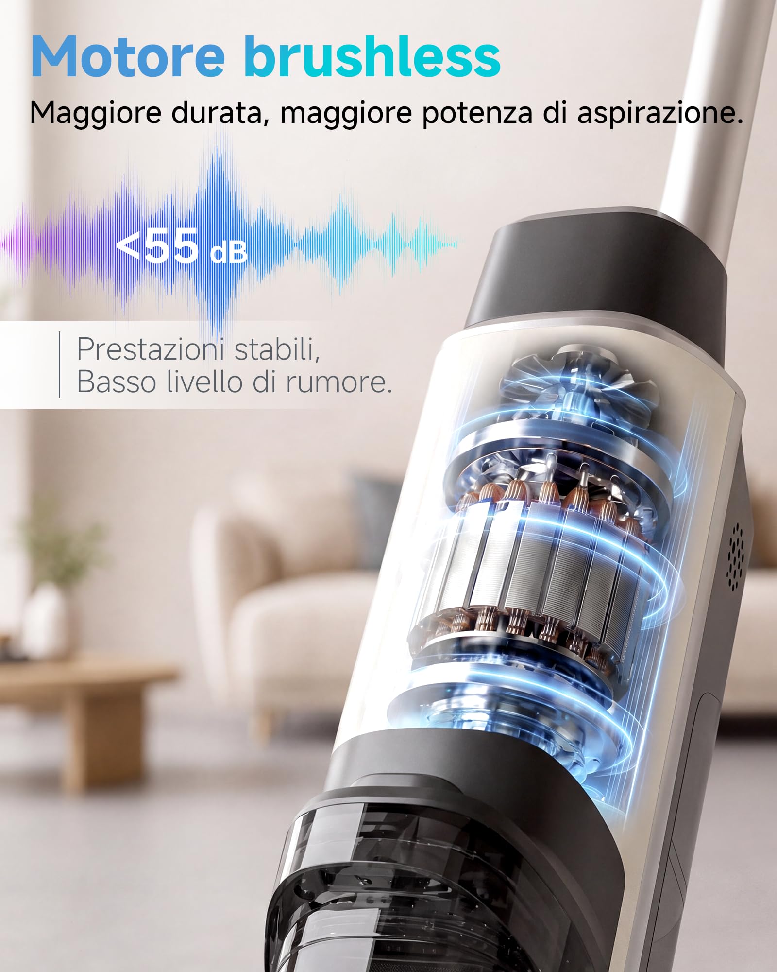 Hearten Aspirapolvere Lavapavimenti, 25kPa con Acqua elettrolizzata, Auto Pulizia, Autopropulsione, Guida Vocale, Anti-avvolgimento, Pulizia Bordi, Display LED, Motore Brushless, Basso Rumore