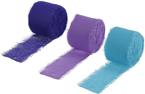 MECCANIXITY Cinta de gasa de 1.5 x 10 yardas, cinta de seda de gasa púrpura claroazul oscuroazul para boda, envoltura de regalos