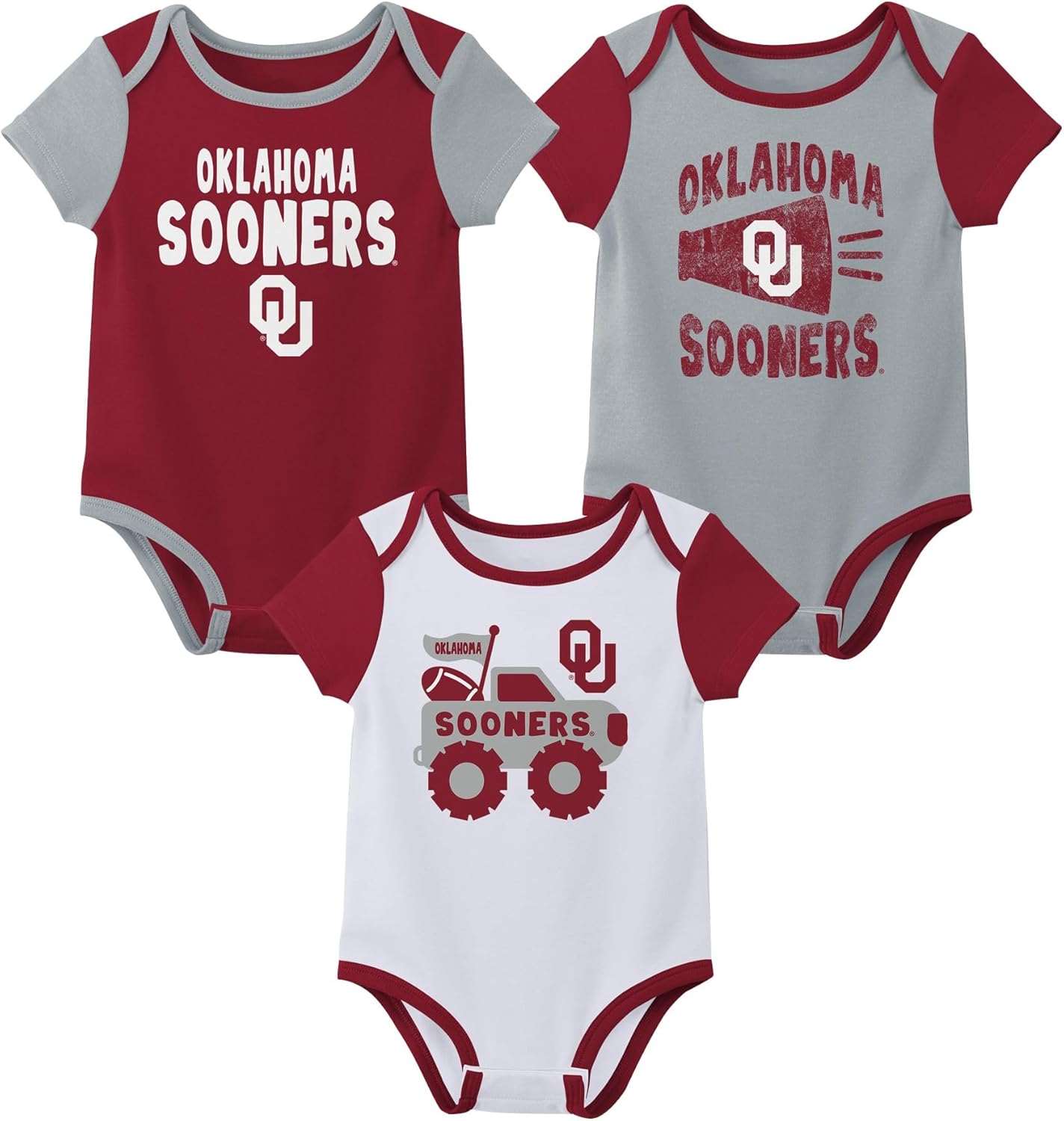 Outerstuff NCAA Teams Newborn Baby and Infant Short Sleeve Bodysuit Variety 3-Pack (0-18m)