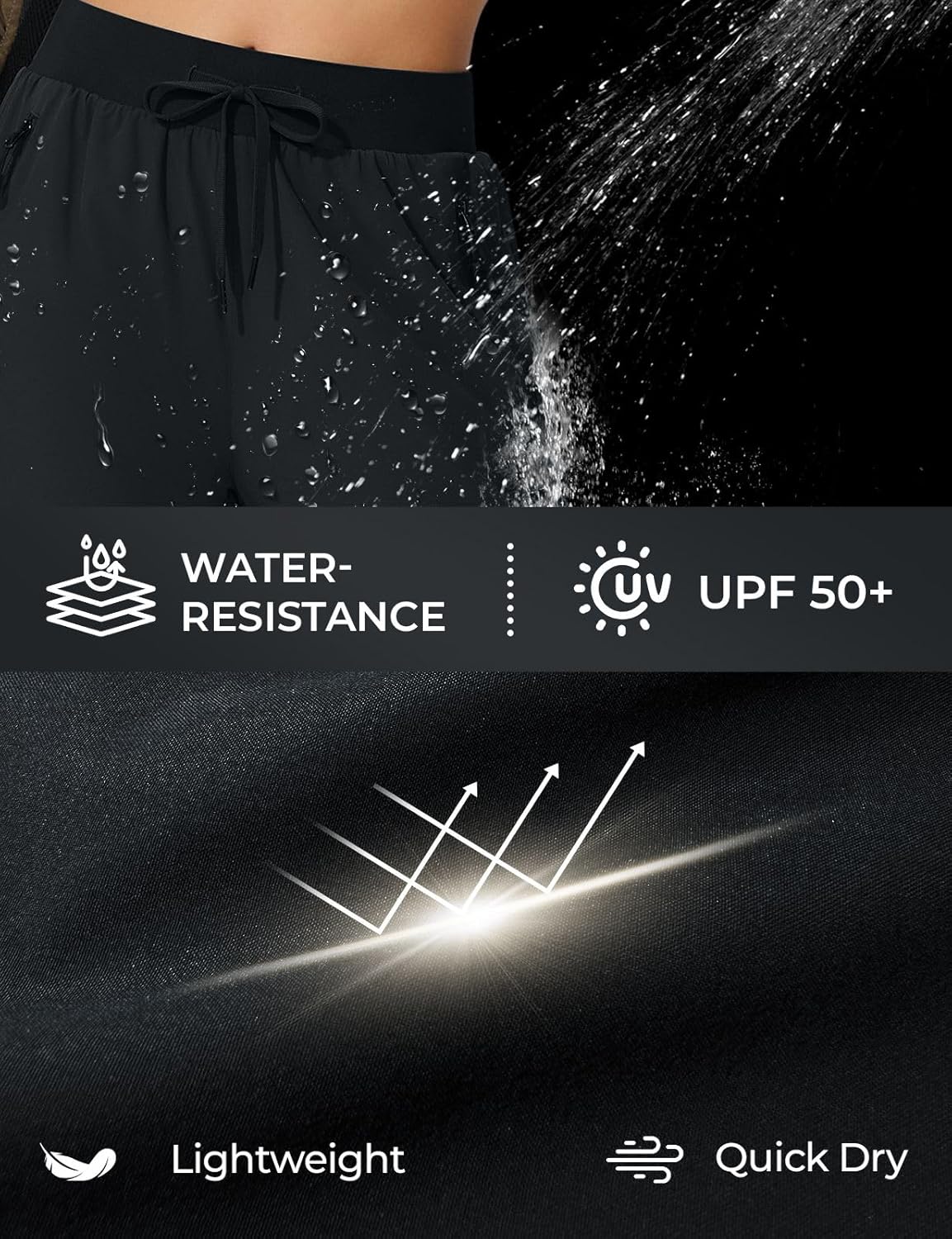 Women's Cargo Joggers Quick Dry Hiking Joggers UPF 50+ Lightweight Athletic Jogger Pants Travel Water Resistant - Image 4