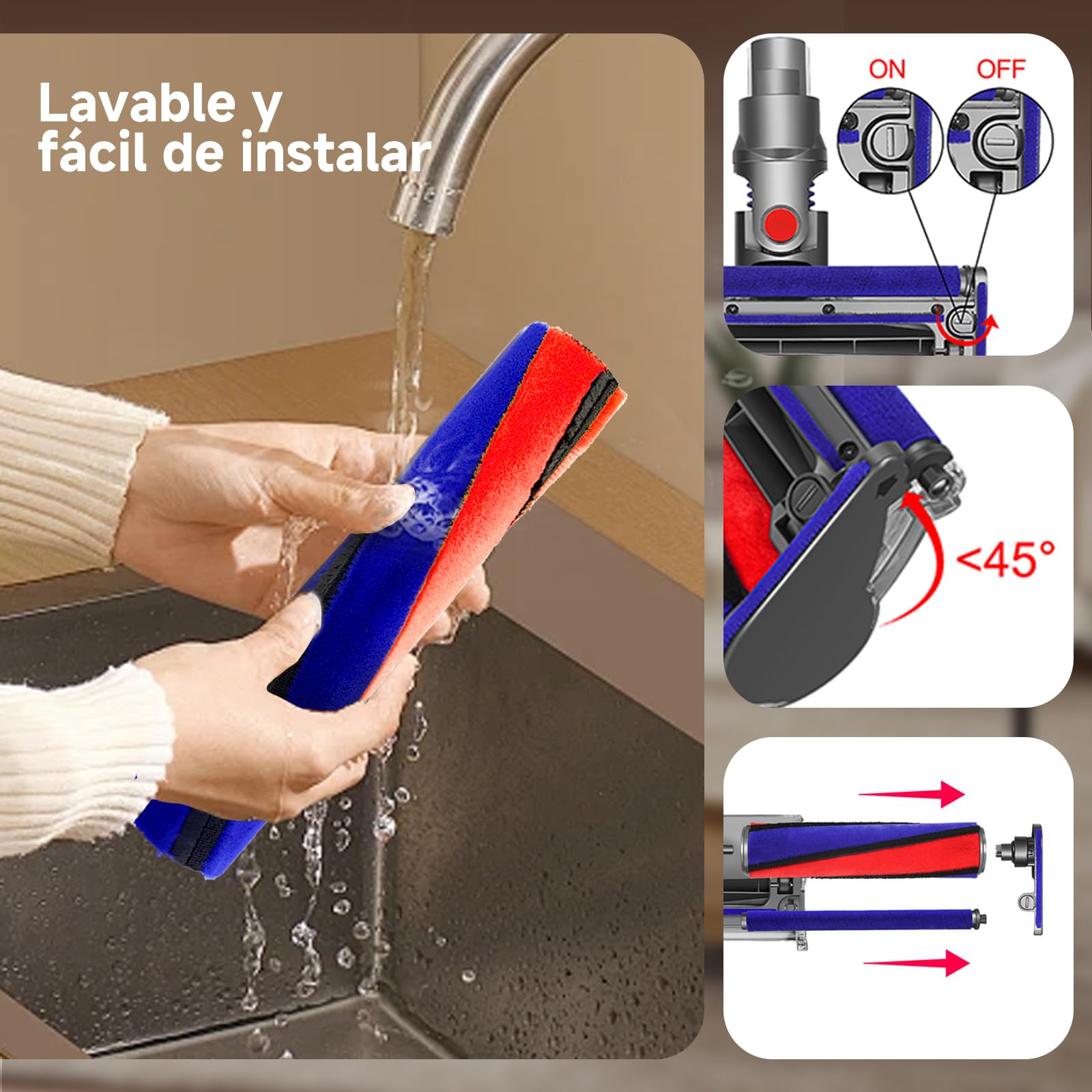 V11Cepillo para Dyson V15 V10 V8 SV10 SV12 SV14,cepillo eléctrico suave para suelos duros,Cepillo de rodillo suave