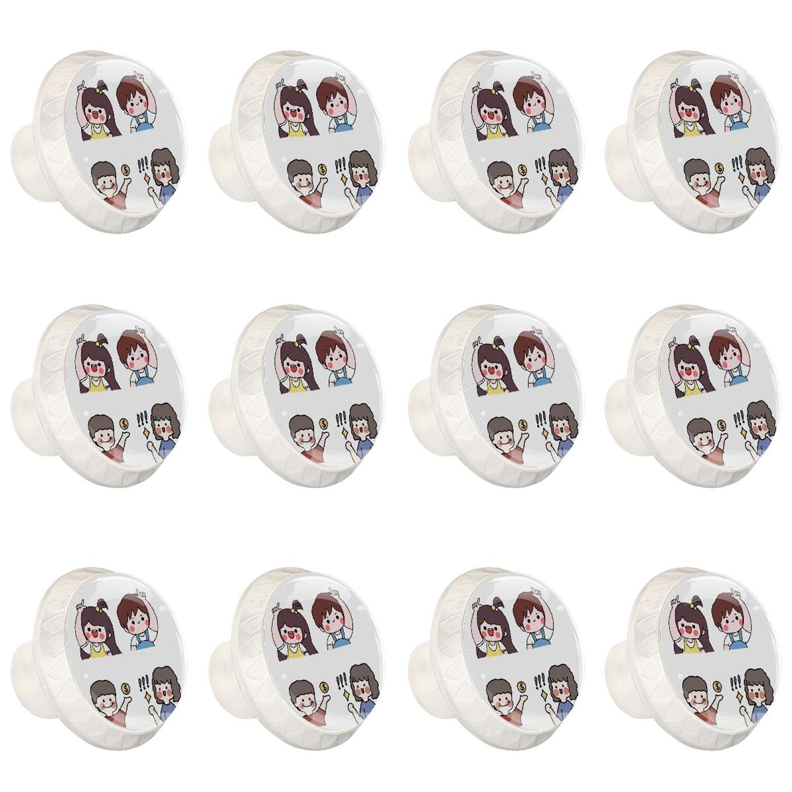 Boutons d'armoires au motif de couple de dessin animé mignon pour meuble