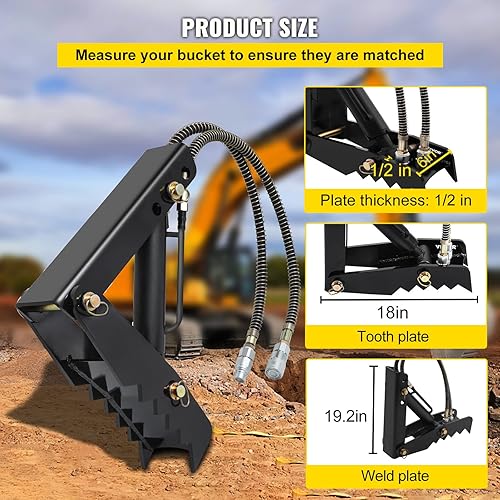 Miniatura 3 de Mophorn Pulgar de retroexcavadora hidráulica de 18 pulgadas pulgar de excavadora resistente de 12 pulgada de grosor soldadura de acero negro en