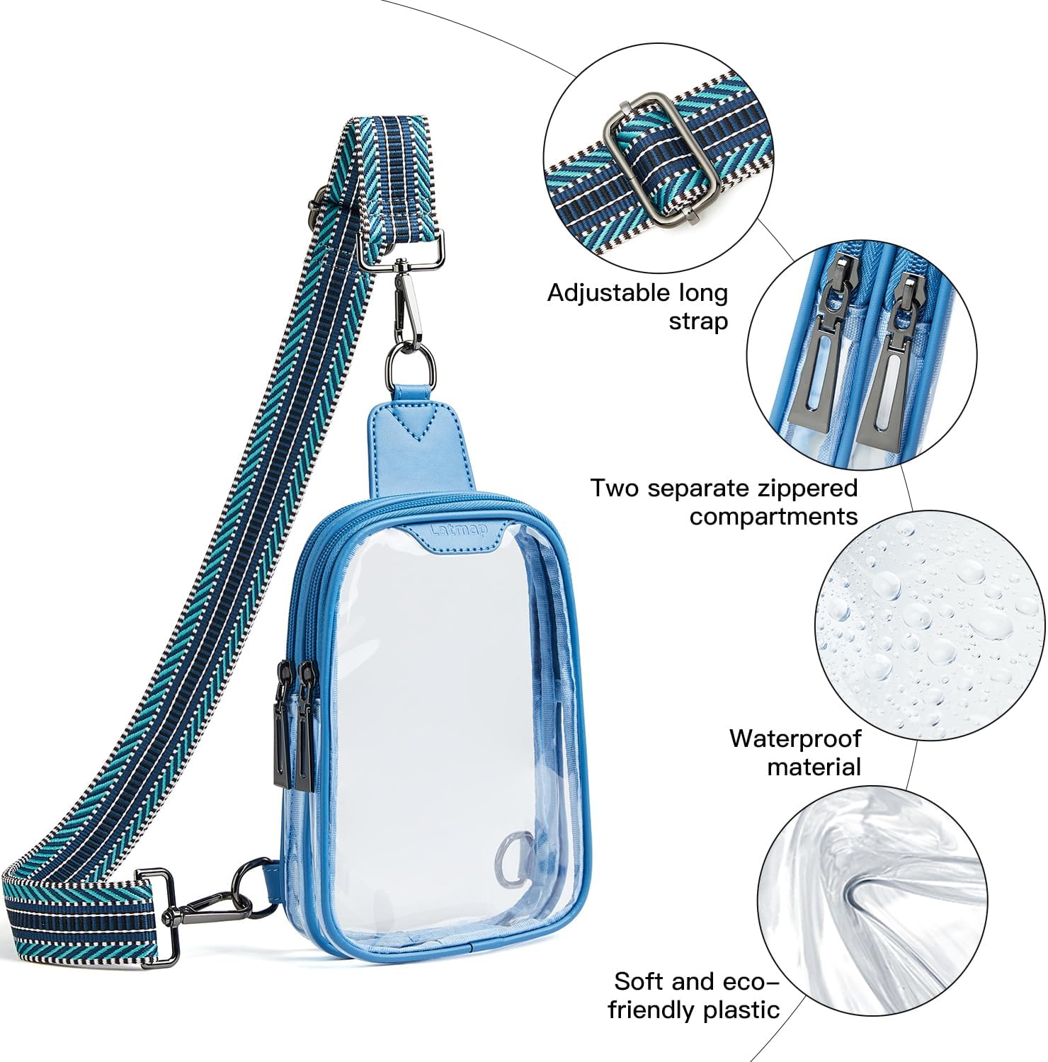 DOUBLE ZIP Clear bags Stadium Approved Crossbody Sling Bag Fanny Pack Purses for Women Men Belt bag for Stadium Events - Image 5