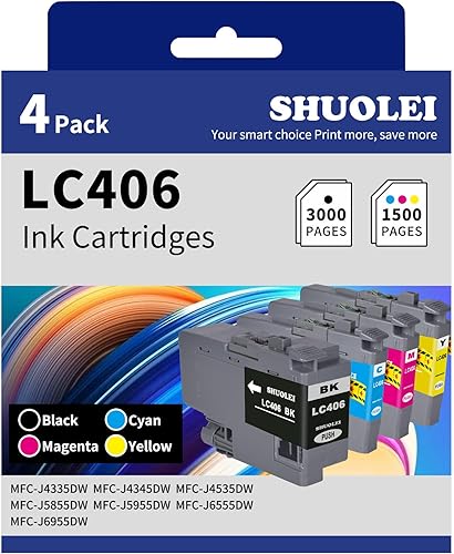 LC406 - Cartucho de tinta compatible con LC406 LC406XL, rendimiento estándar, funciona con MFC-J4335DW MFC-J4345DW MFC-J4535DW MFC-J5855DW