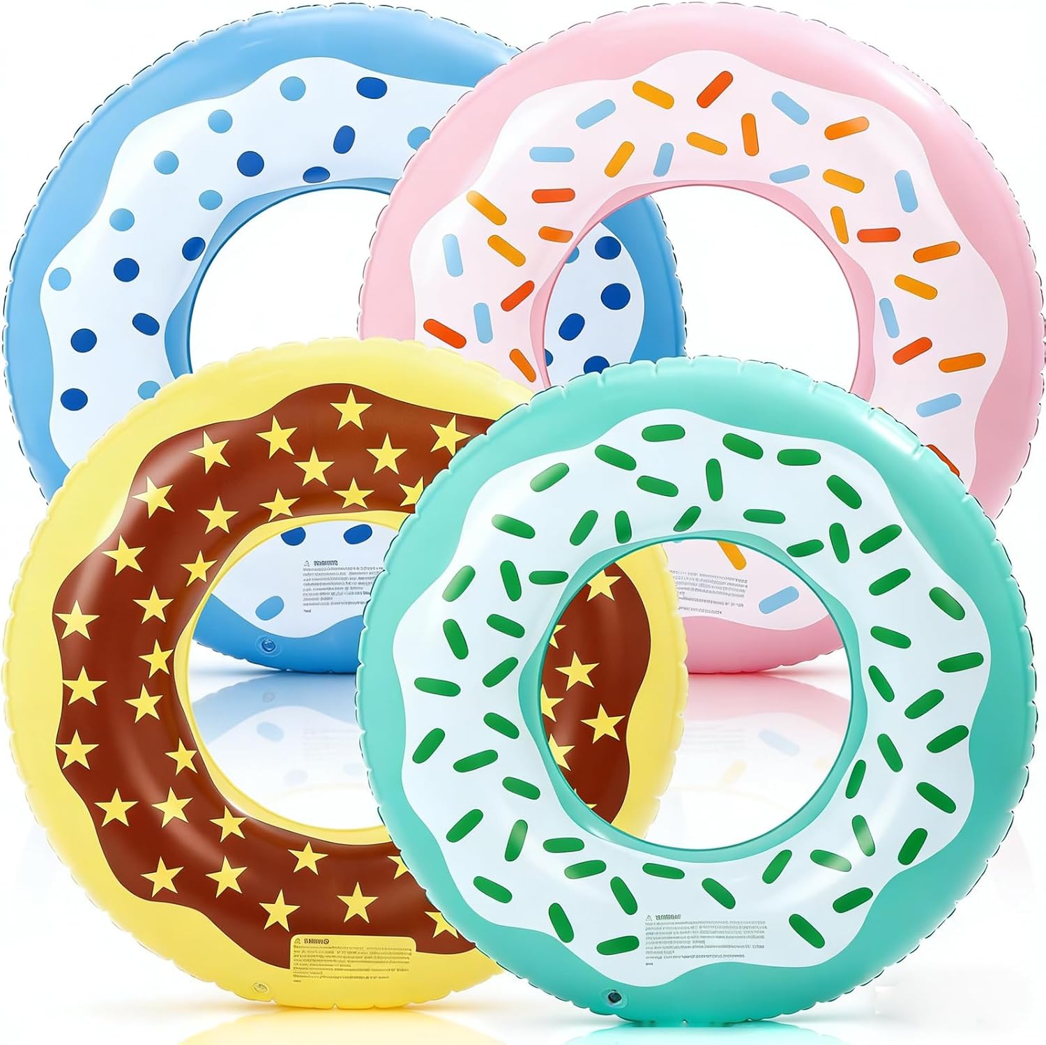 4 Pack Pool Floats for Adults and Teens Large Donut Pool Float-36 inch Doughnut Pool Floaties Pool Tubes Swim Rings Tubes Floaties for Beach Pool Party Decorations