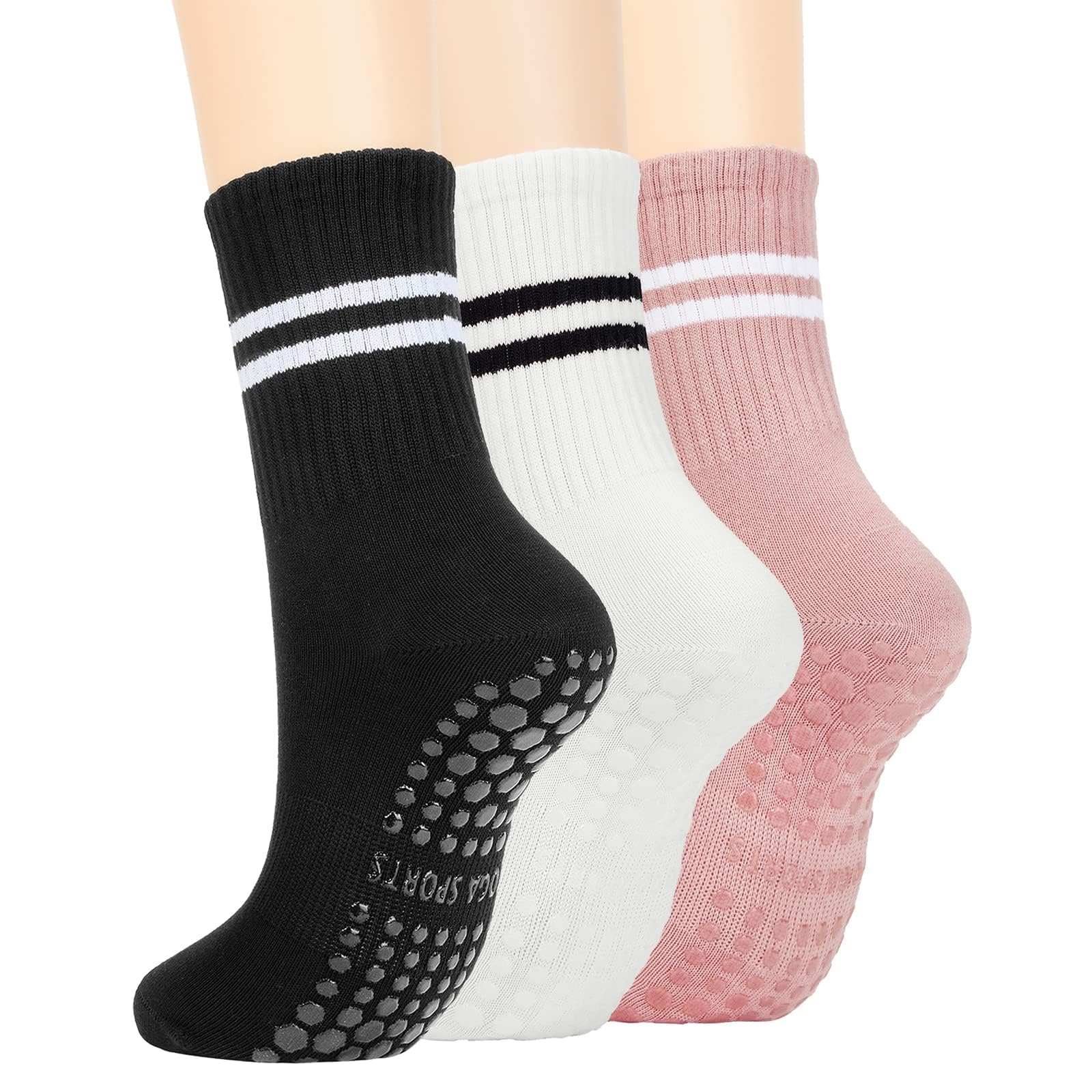 ShebSheb3 Pairs Yoga Grip Socks For Women
