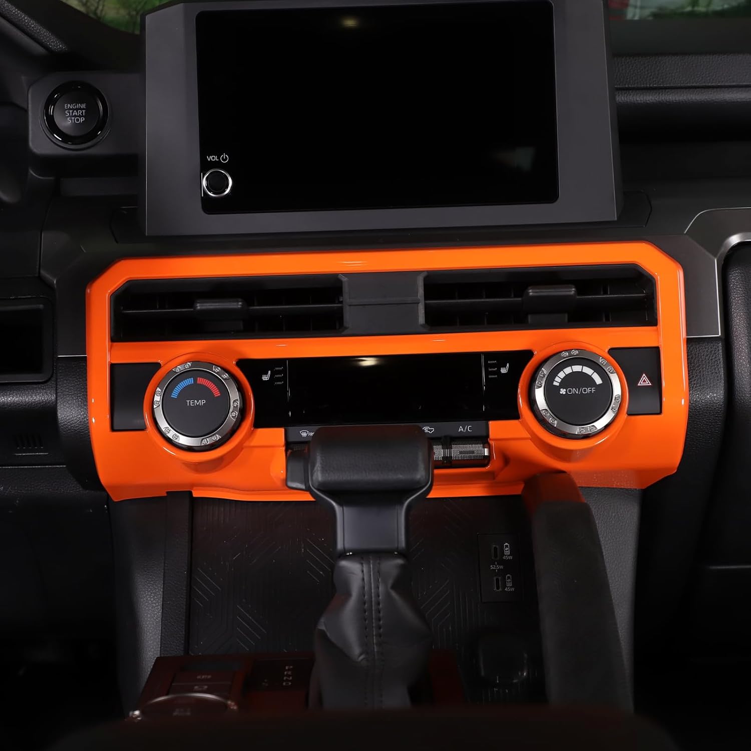 Car Center Console Air Vent Outlet Frame Cover Trim for Toyota Tacamo 2024 2025, Car Interior Decoration Accessories (Orange)