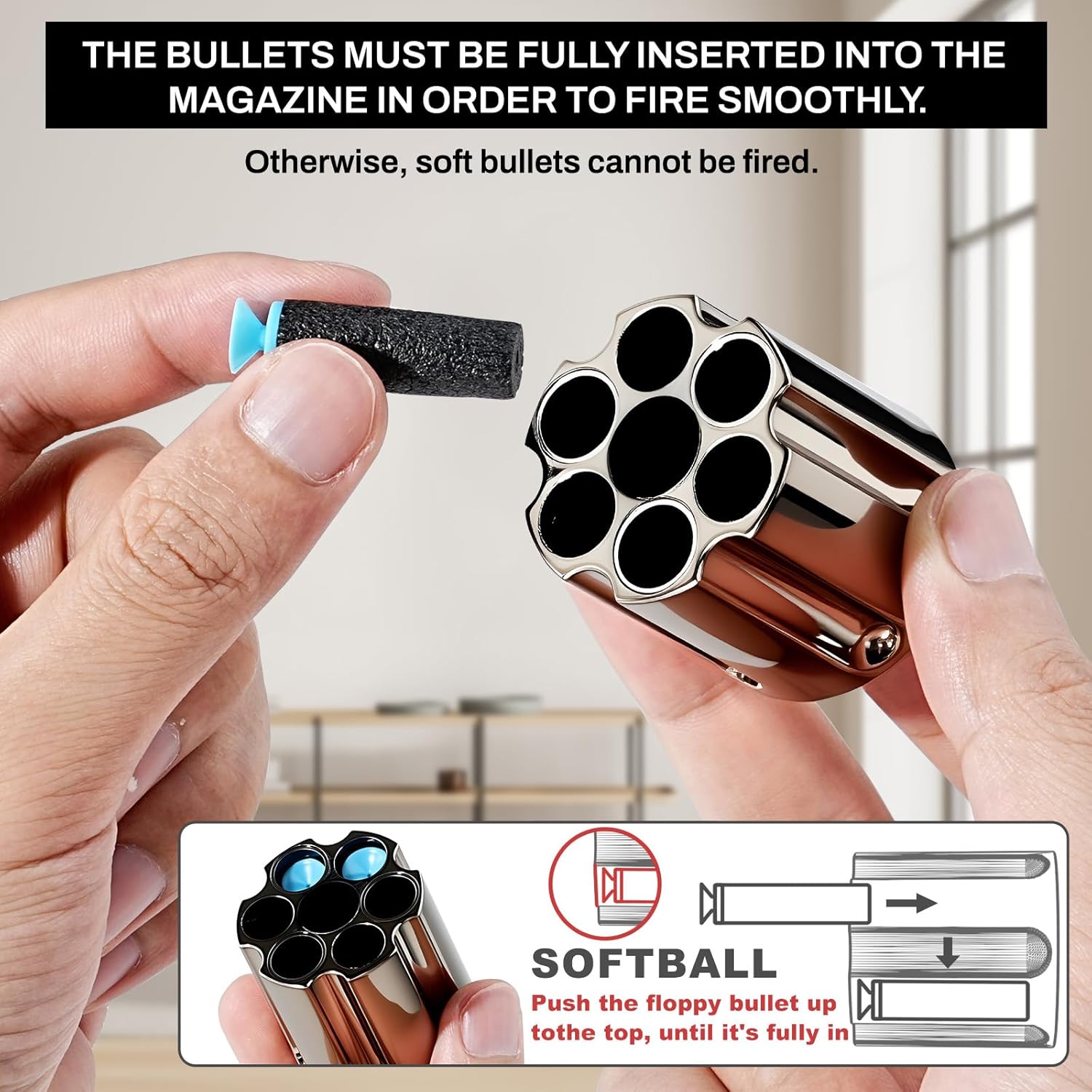 Toy Gun Foam Blaster Soft Bullet Toy Revolver, EVA Safety Soft Bullets Educational Shooting Game Toys,a Surprise Gift for Boys Teens Birthday Christmas（Electroplated Silver）