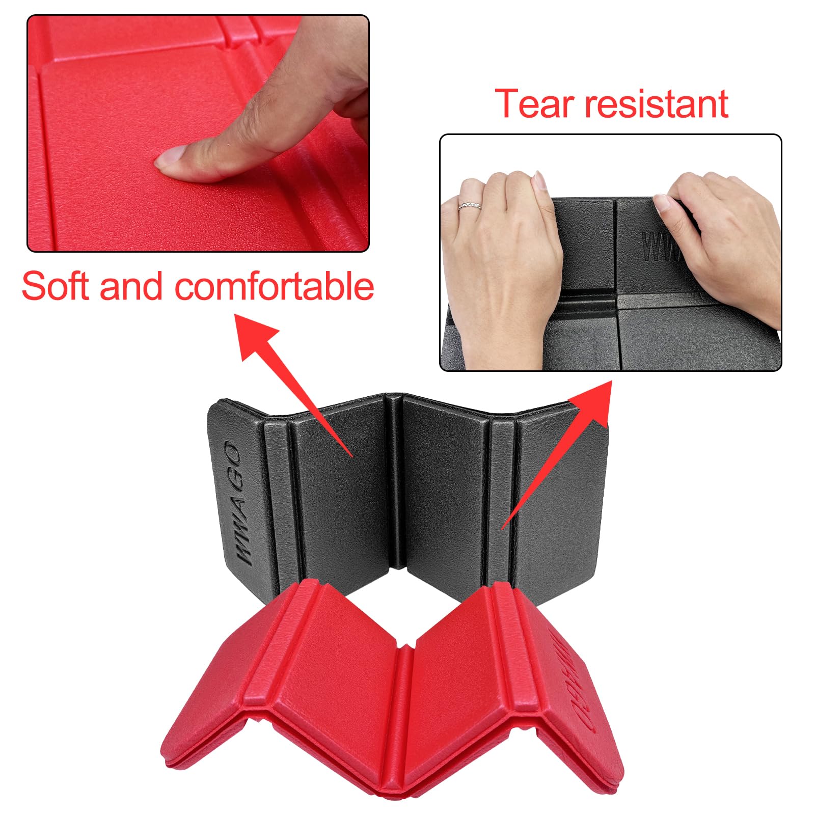 Esterilla Plegable 2 Piezas, Cojín de Asiento Aire Libre, Almohadilla Picnic Espuma Aislante, con Bolsas de Almacenamiento
