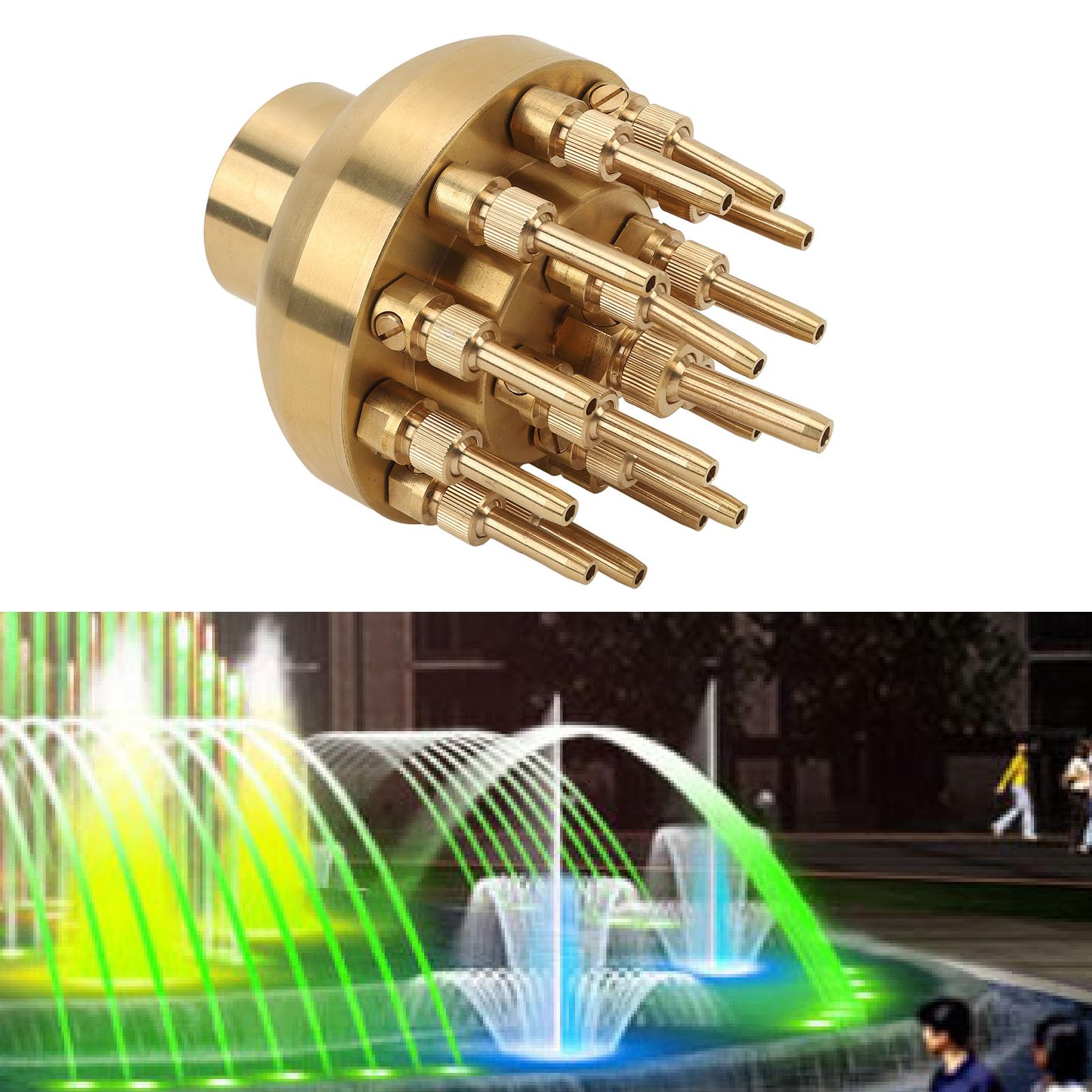 Boquilla de Fuente de Latón, G2 Pulgadas DN50 Cabezales de Boquilla para Fuente de 3 Niveles para Piscina de Estanque Cabezal Rociador de Aspersores con Boquilla de Latón de