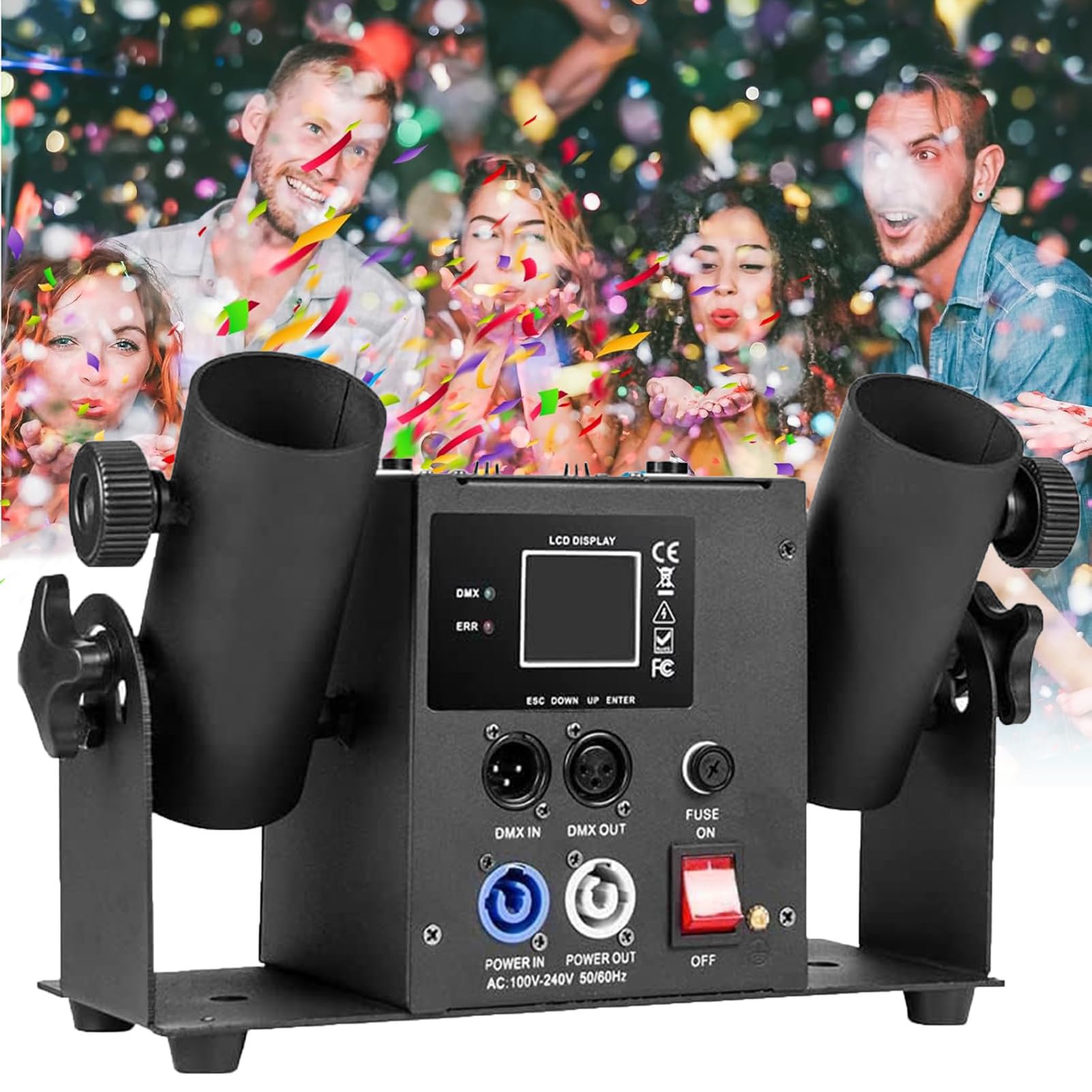 Máquina lanzadora de cañones de confeti Máquina lanzadora de cañones de confeti Doble - Profesional con control remoto, para conciertos Escenario Bodas Fiestas
