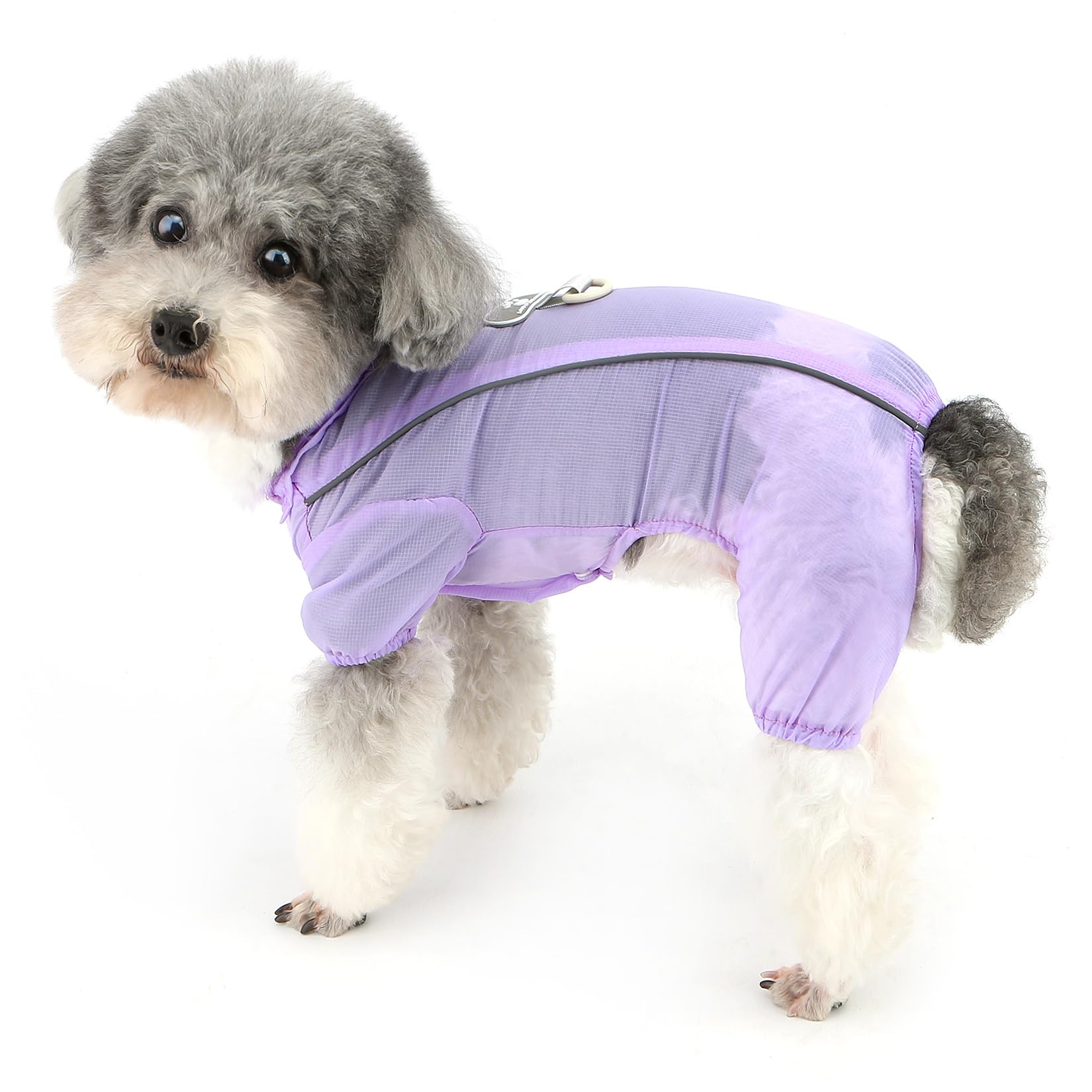 Zunea Summer UV Sun Protection Dog Jumpsuit for Small Dogs Reflective Cool Puppy Clothes Romper with D-Ring 4-Legged Soft Lightweight Overall Outfits Chihuahua Doggy Apparel Purple XL