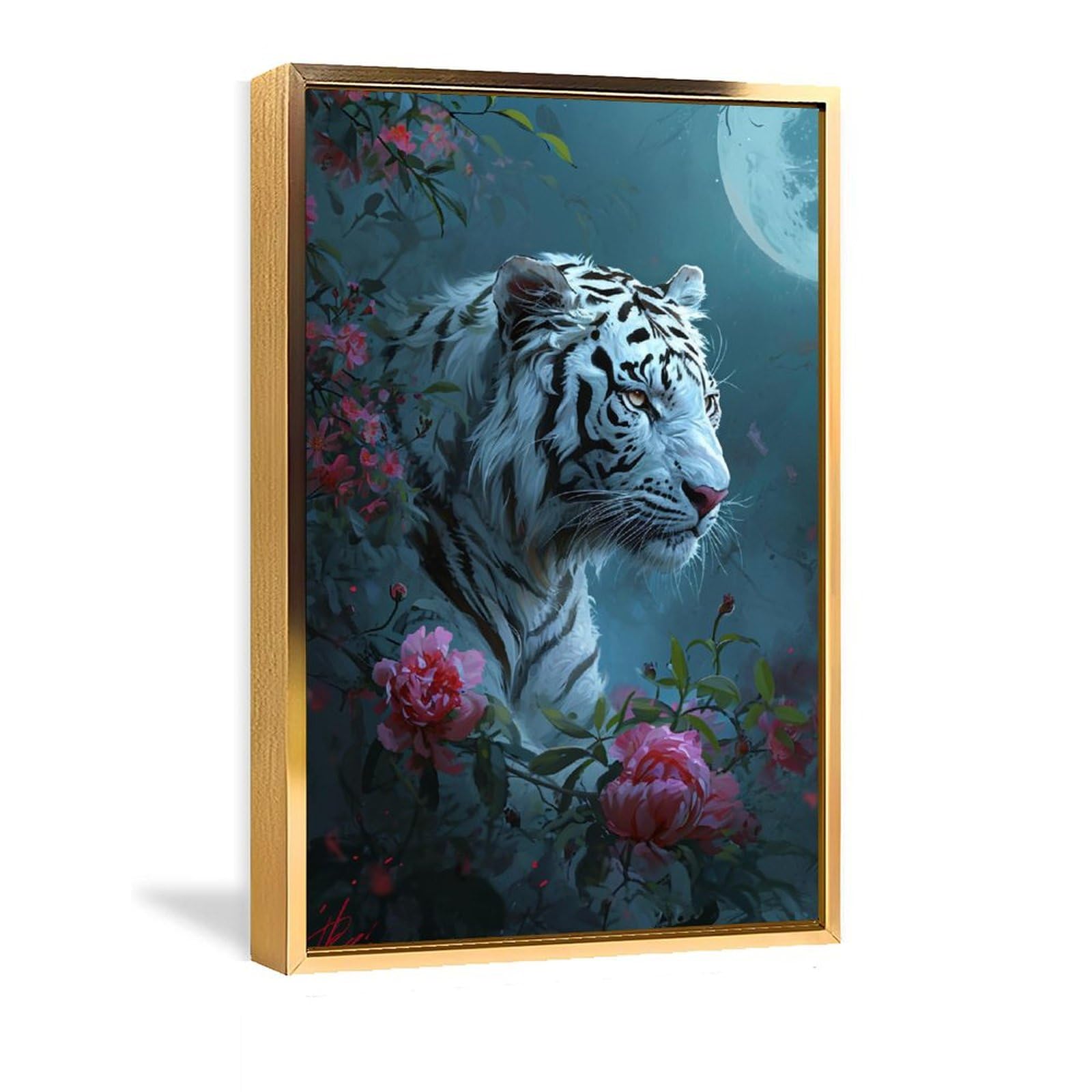 Amazon.co.jp: 絵画 遠くを見つめる獰猛なホワイトタイガーインテリア