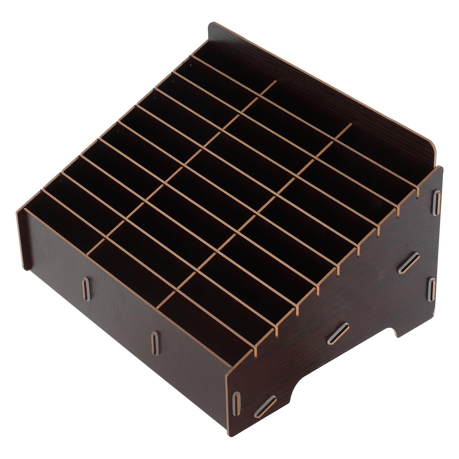 Boîte de rangement en bois téléphone portable 30 compartiments multi-grilles stable
