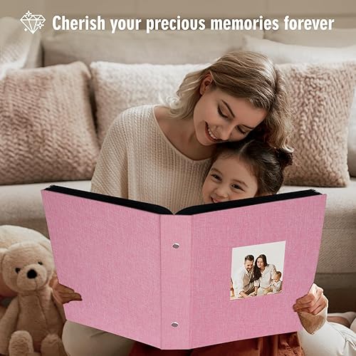 Miniatura 5 de Artmag - Álbum de fotos de tela, 4 x 6, gran capacidad para bodas, aniversario y familia, álbum de lino con capacidad para 1000 fotos horizontales y