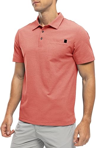 Miniatura 2 de Rdruko Camisas de golf de secado rápido para hombre, camisas polo de manga corta con cuello de bolsillo, camiseta casual de negocios