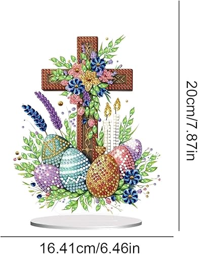 Miniatura 3 de Kit de adornos de pintura artística con diamantes de cruz de Pascua 5D, diamantes de imitación de cristal con forma especial, adorno de escritorio