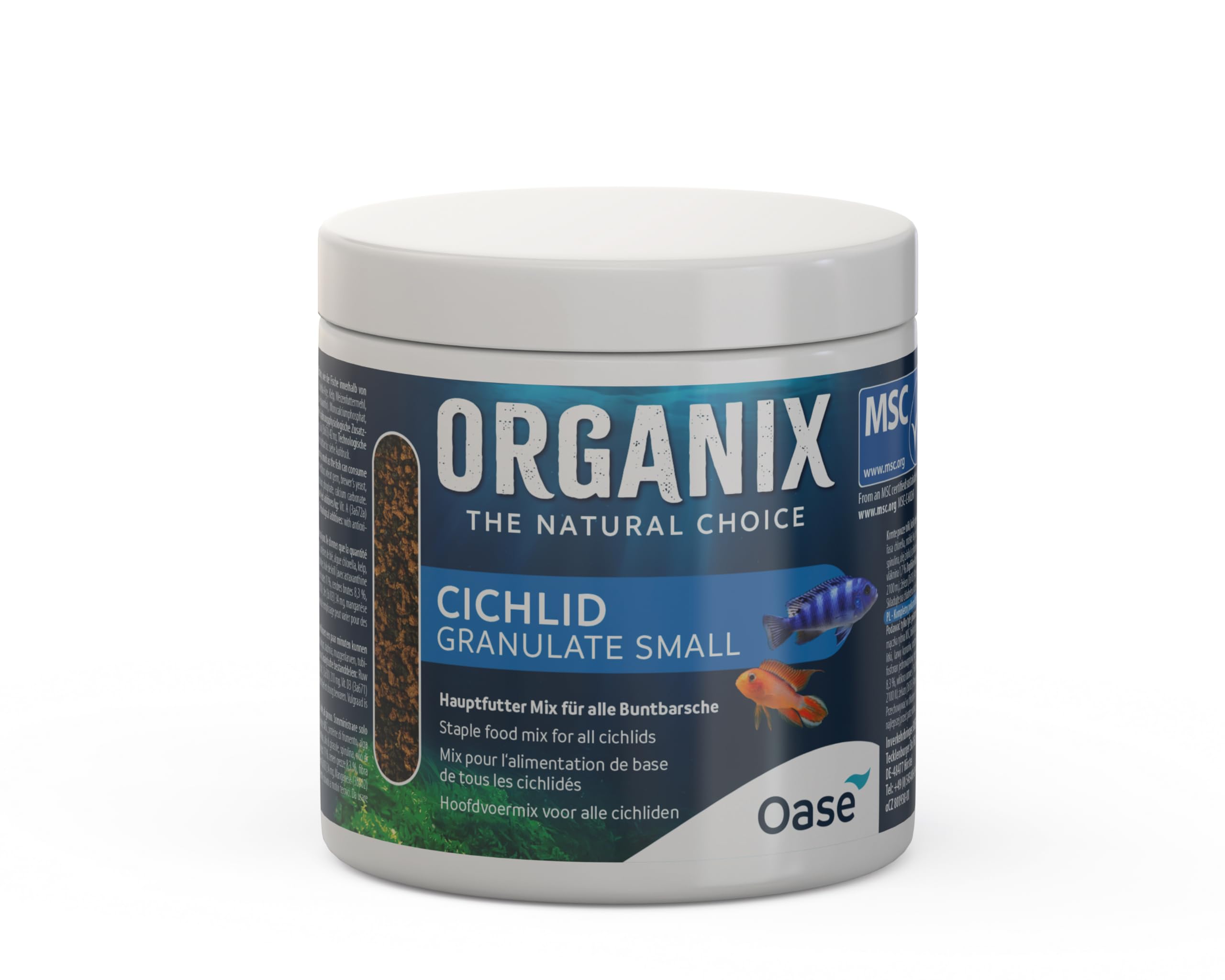 OASE Organix Cichlid Granulate S 500 ml Fish Food for All Perch Species up to 6 cm, Complete Feed with High Nutritional Values