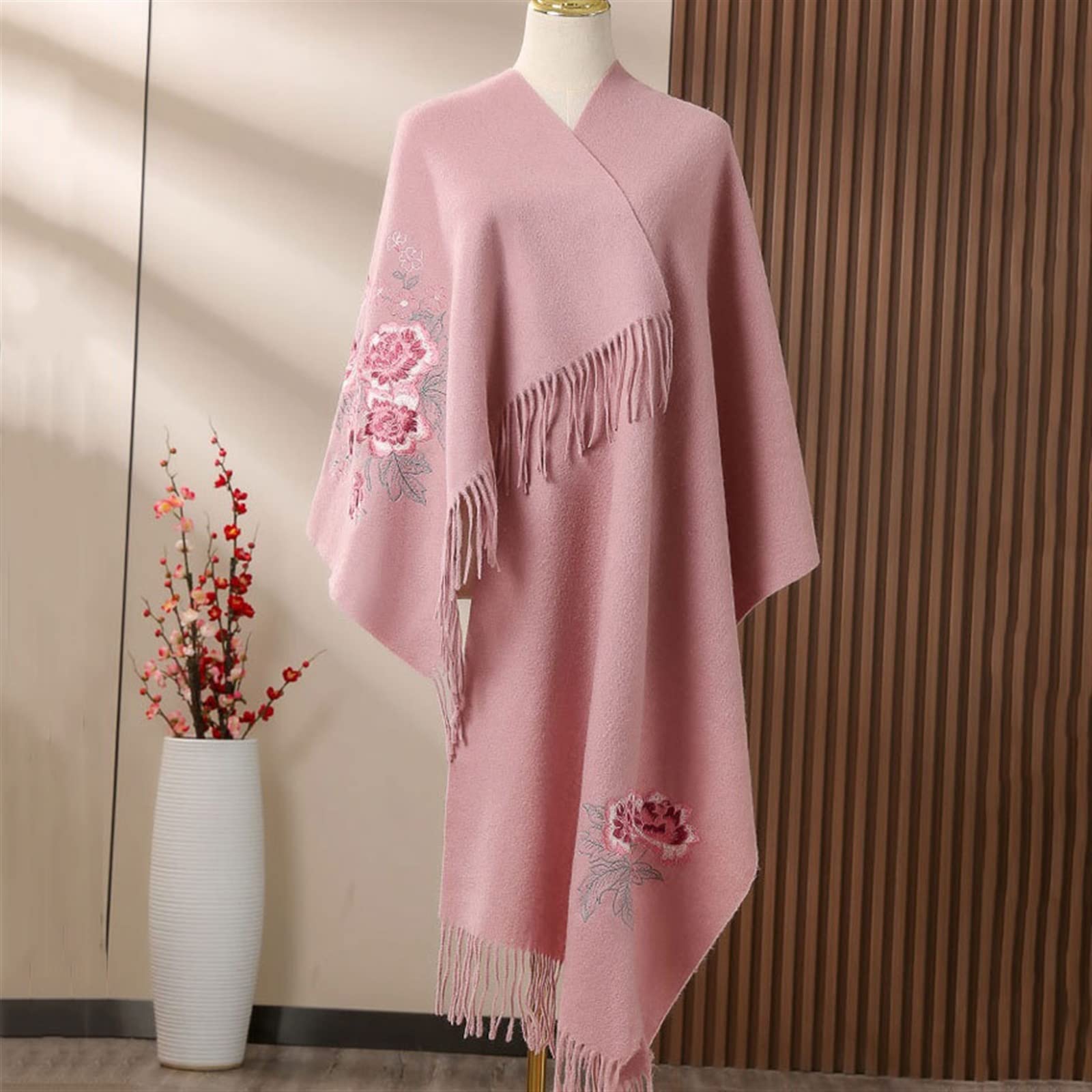 Szal Szalik Miękki i wygodny wełniany szalik z owczej skóry na jesień i zimę z dużym szalem zapewniającym ciepło i modę Szalik damski (Color : Pink, Size : 200 * 60cm)