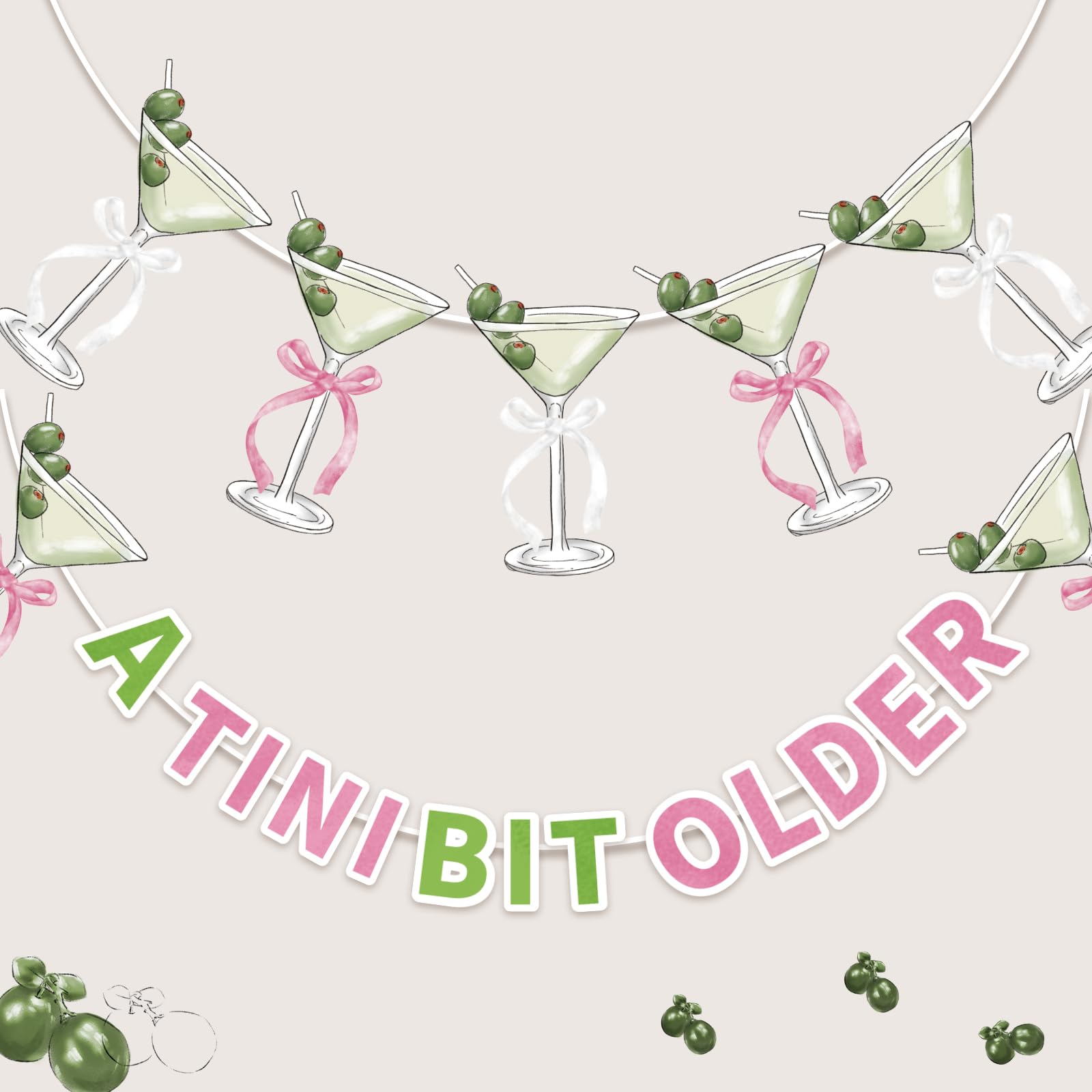 TaoBary A Tini Bit Older Banner, Martini Themed Party Decorations Weenies and Tinis Party Garland Bachelorette Bridal Shower Martini Trendy Birthday
