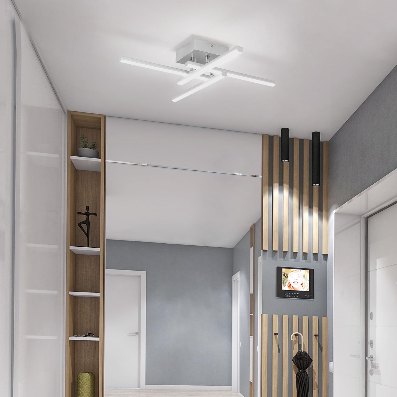 EIDISUNY Modern Ceiling Light LED, 24W Silver Ceiling lamp 4 Built-in LED Boards - Image 3