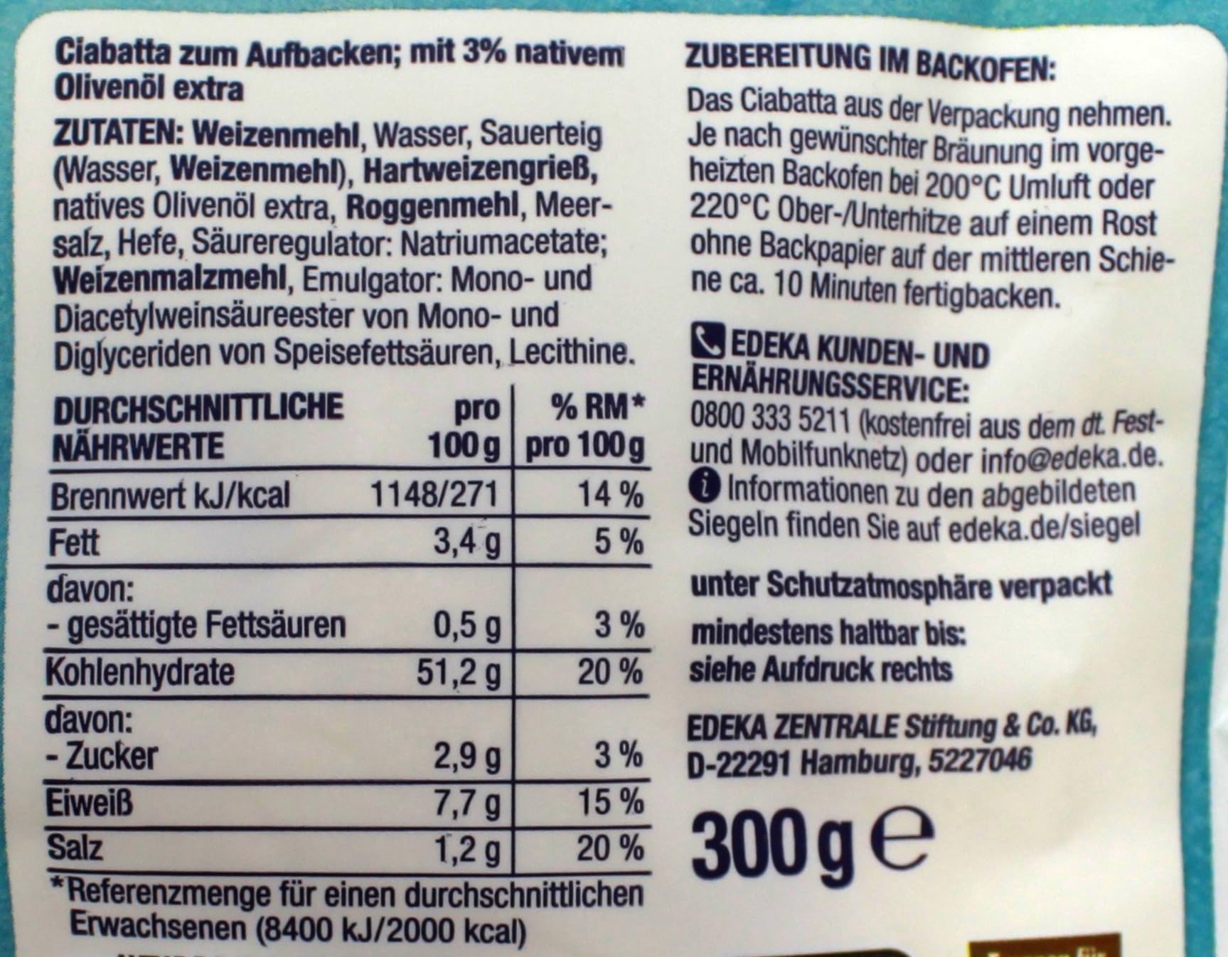 Herzstücke Ciabatta zum Aufbacken, 18er Pack (18 x 300g)