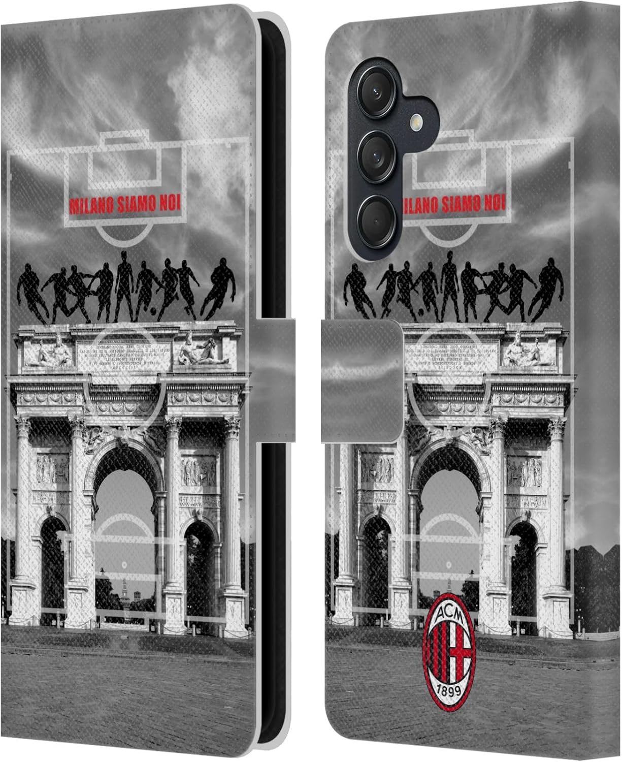 Head Case Designs Officially Licensed AC Milan Milano Siamo NOI 2 Adults Leather Wallet Case Compatible with Samsung Galaxy M55 5G