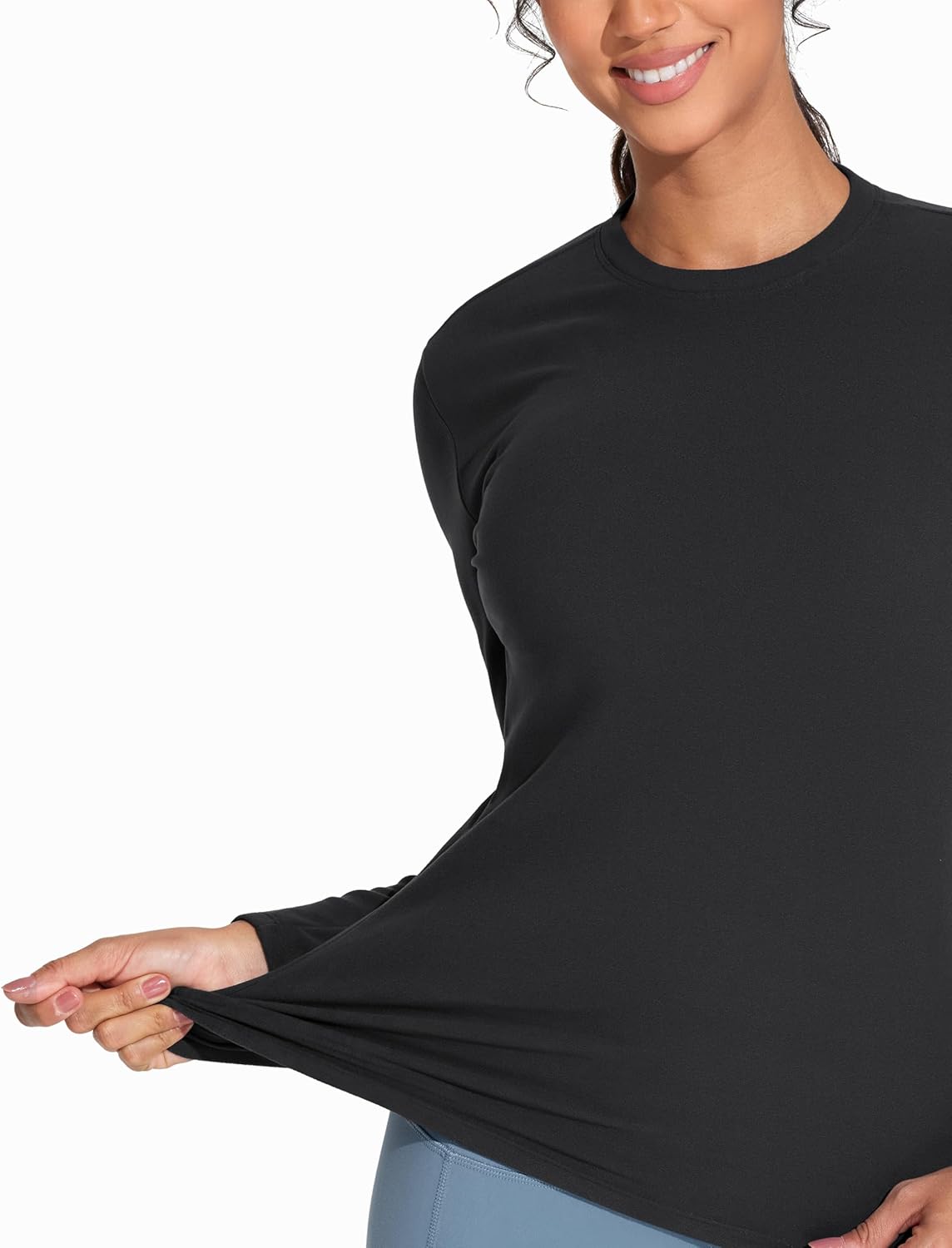 THE GYM PEOPLE Women's Crew Neck Thermal Fleece Shirts Slim Fit Long Sleeves Underwear Basic Pullover Tops - Image 5