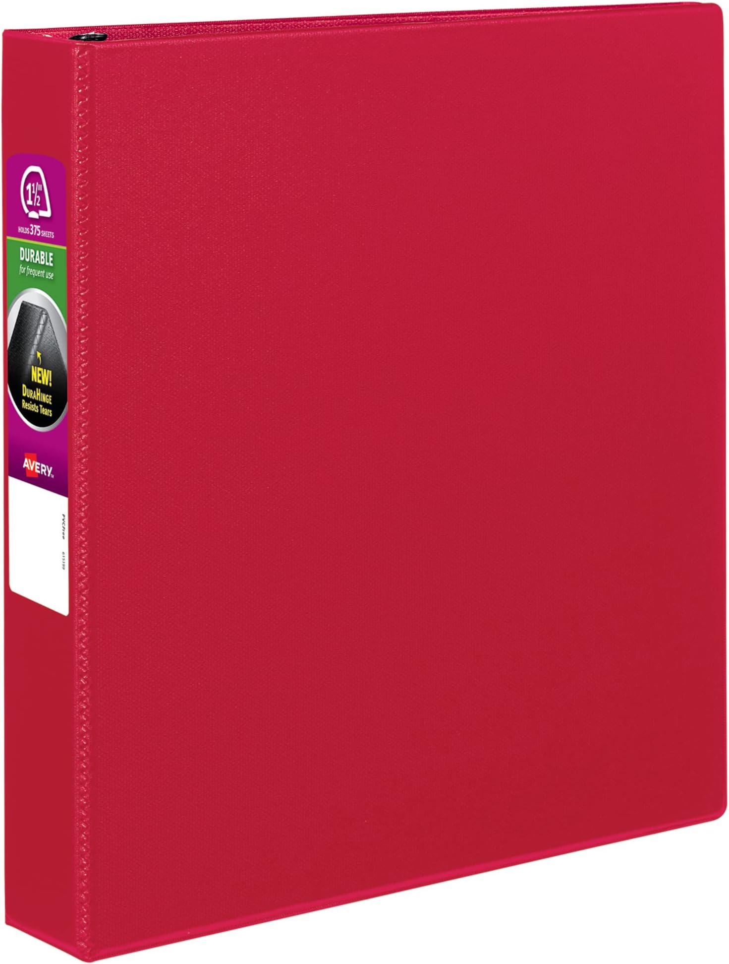 Durable 3 Ring Binder, 1.5" Slant Rings, 1 Red Binder (27202)