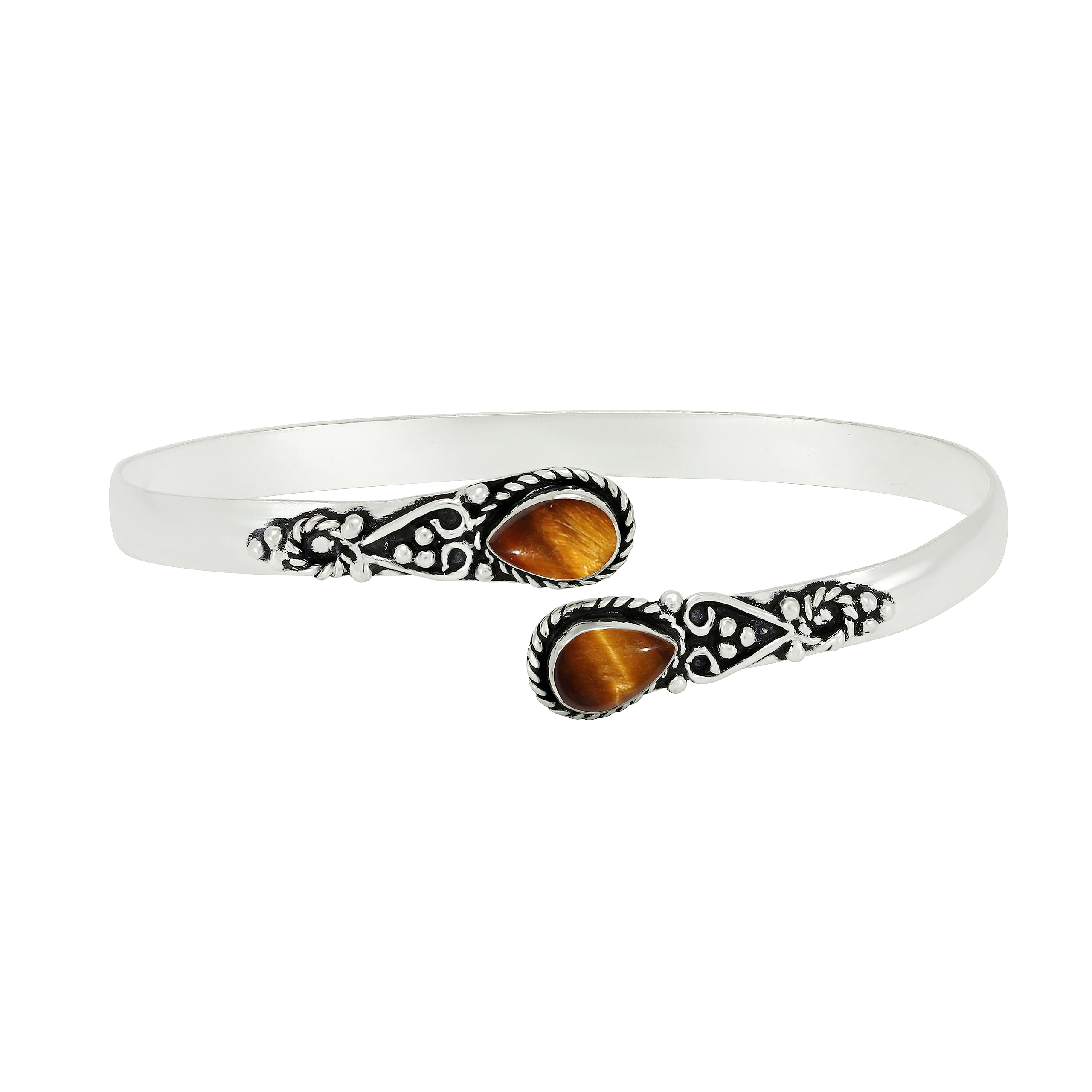 11.70 gms, 3.20ctw auténtica Gemstone Plata 925 Superposición hecho a mano Fashion pulsera joyas
