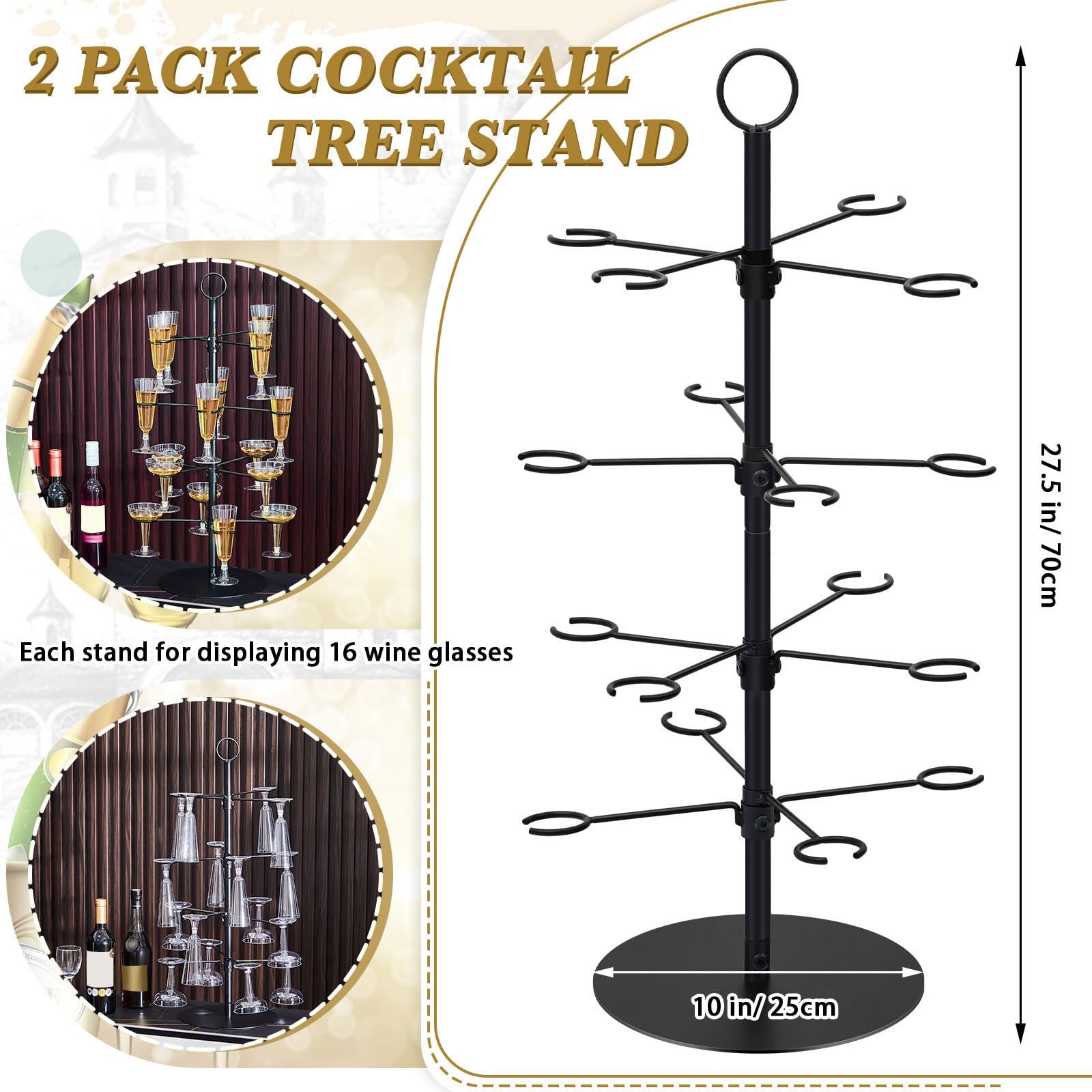 Cocktail Tree Stand 2-Pack Champagne Tower Stands | 4-Tier Metal Drink ...