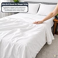 Vista 3 de Cottington Lane Sleeper Sofa Sheets Queen Size, 4 Piece Premium Quality 100% Egyptian Cotton Sofa Bed Sheet Set for Pull Out Couch, Loveseat &