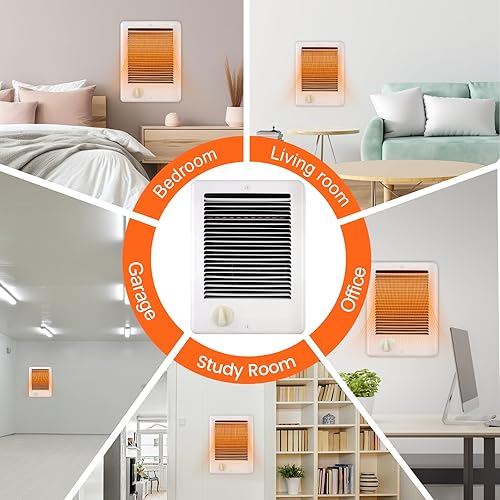 Miniatura 5 de Calentador de pared eléctrico mejorado con termostato (modelo CSC151TW, Parte 67509), 5120 BTU, 120 voltios, 1500 vatios, blanco